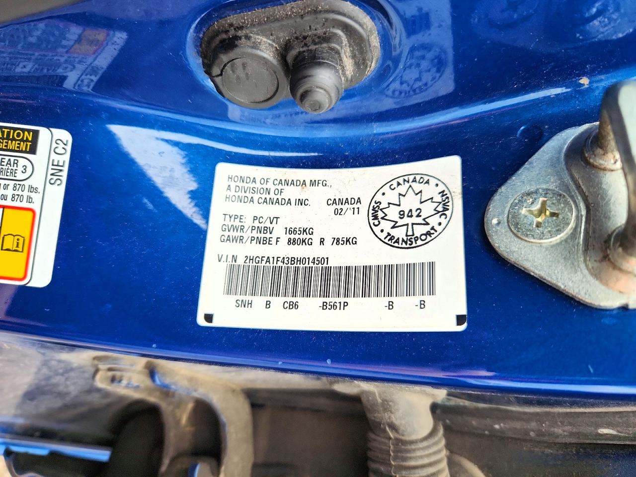 2011 Honda Civic Dx-g Blue vin: 2HGFA1F43BH014501