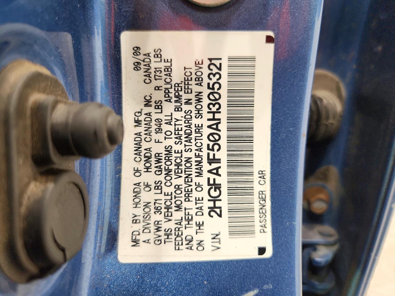 2010 Honda Civic Lx Blue vin: 2HGFA1F50AH305321
