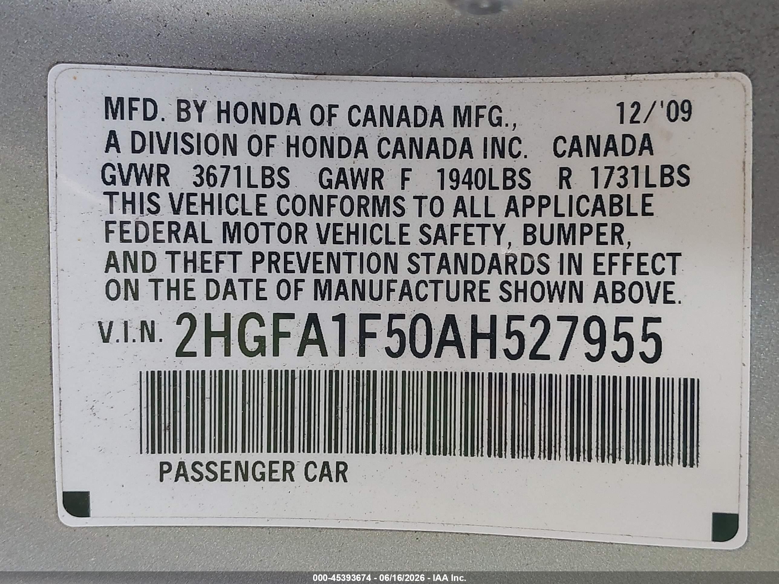 2010 Honda Civic Lx Серебряный vin: 2HGFA1F50AH527955