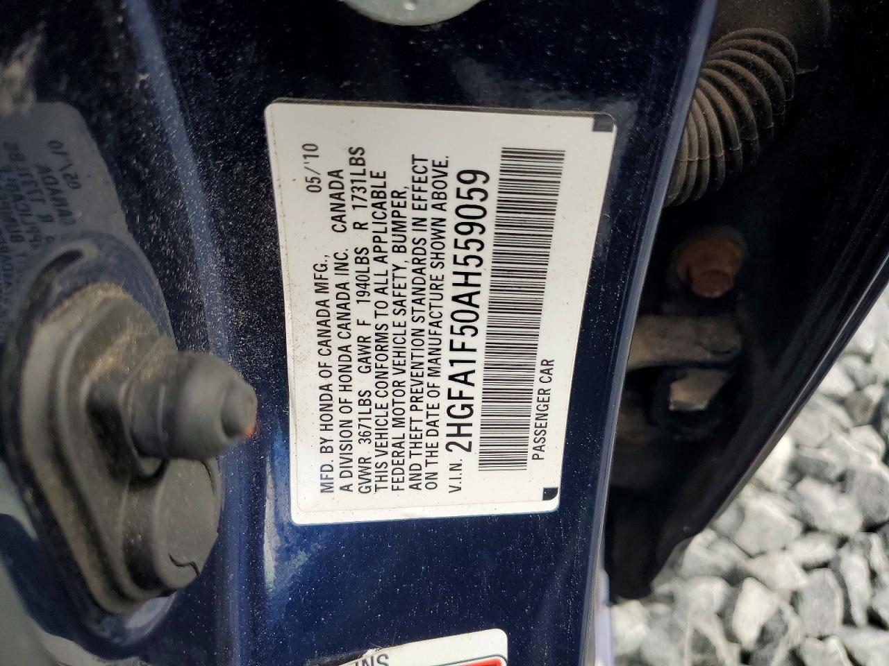 2010 Honda Civic Lx Blue vin: 2HGFA1F50AH559059