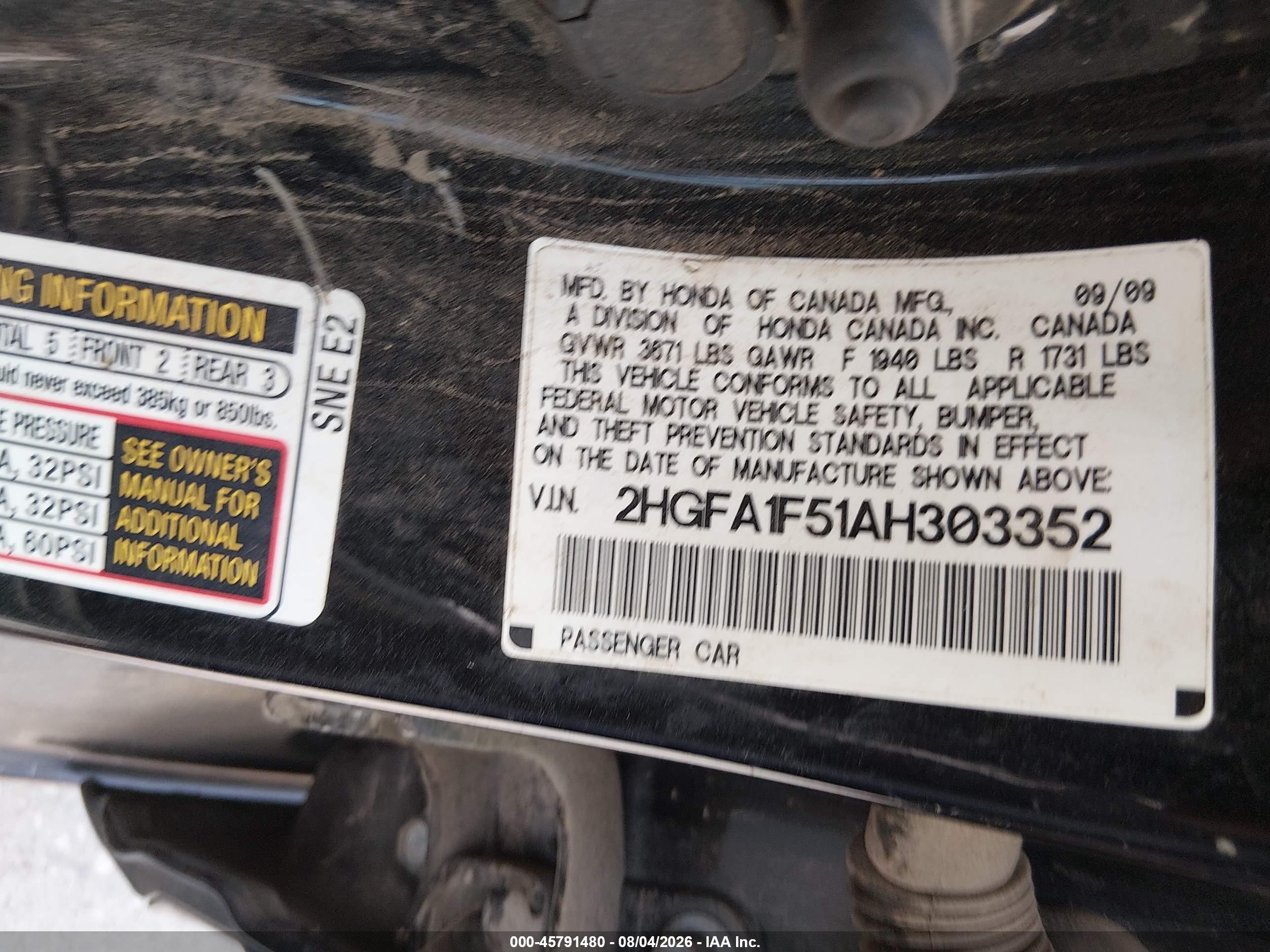 2010 Honda Civic Lx Черный vin: 2HGFA1F51AH303352