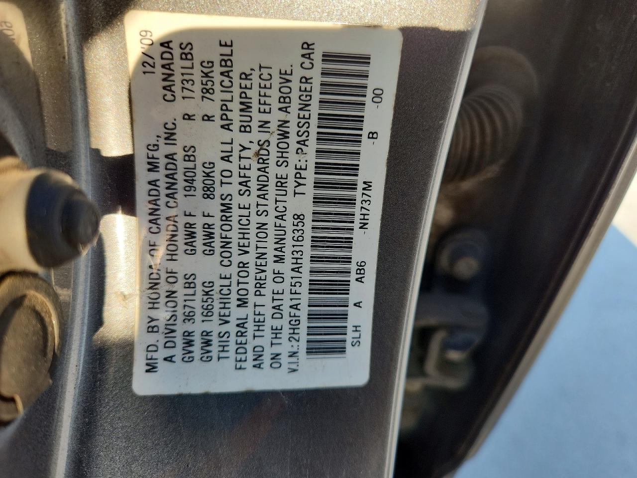 2010 Honda Civic Lx Silver vin: 2HGFA1F51AH316358