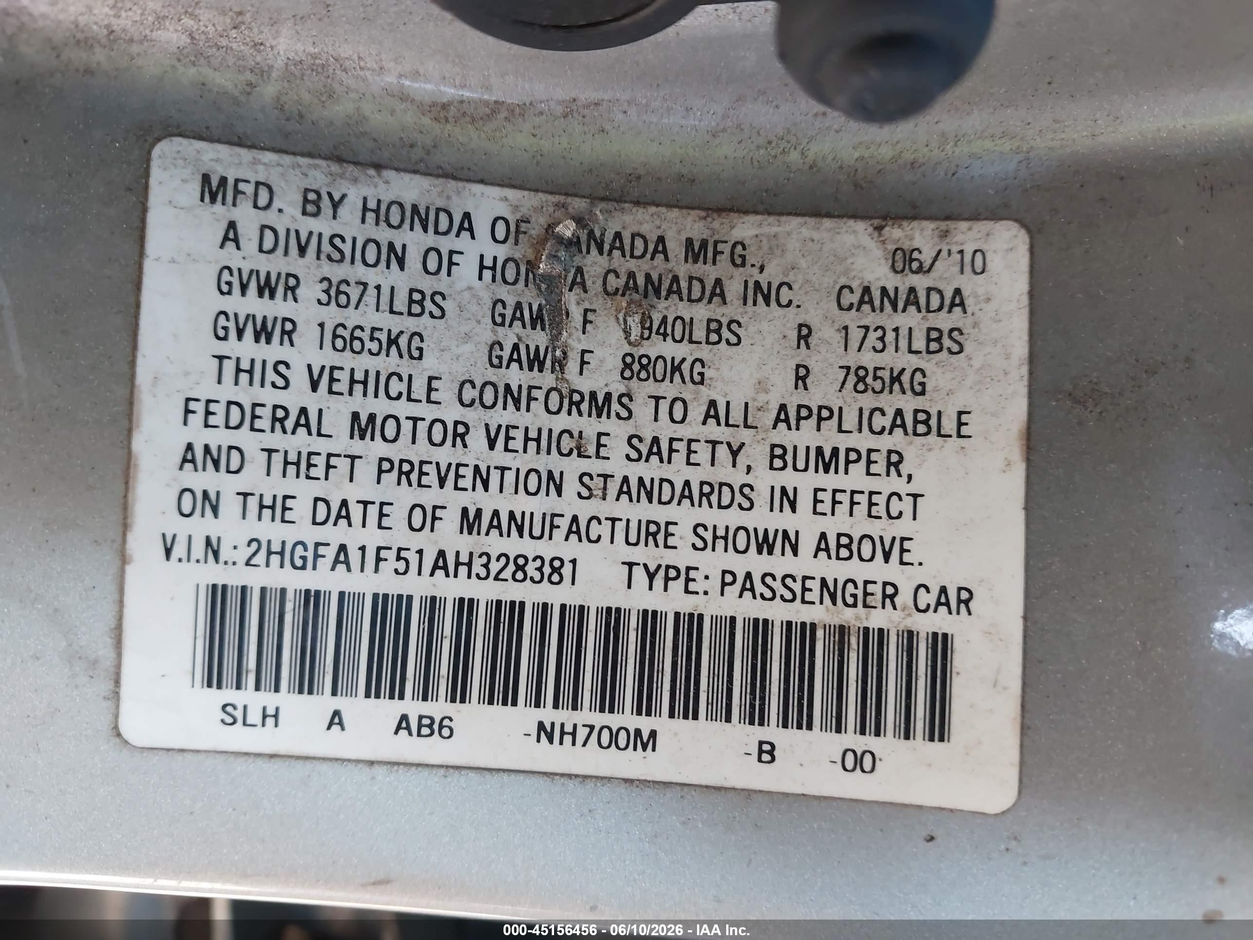 2010 Honda Civic Lx Silver vin: 2HGFA1F51AH328381