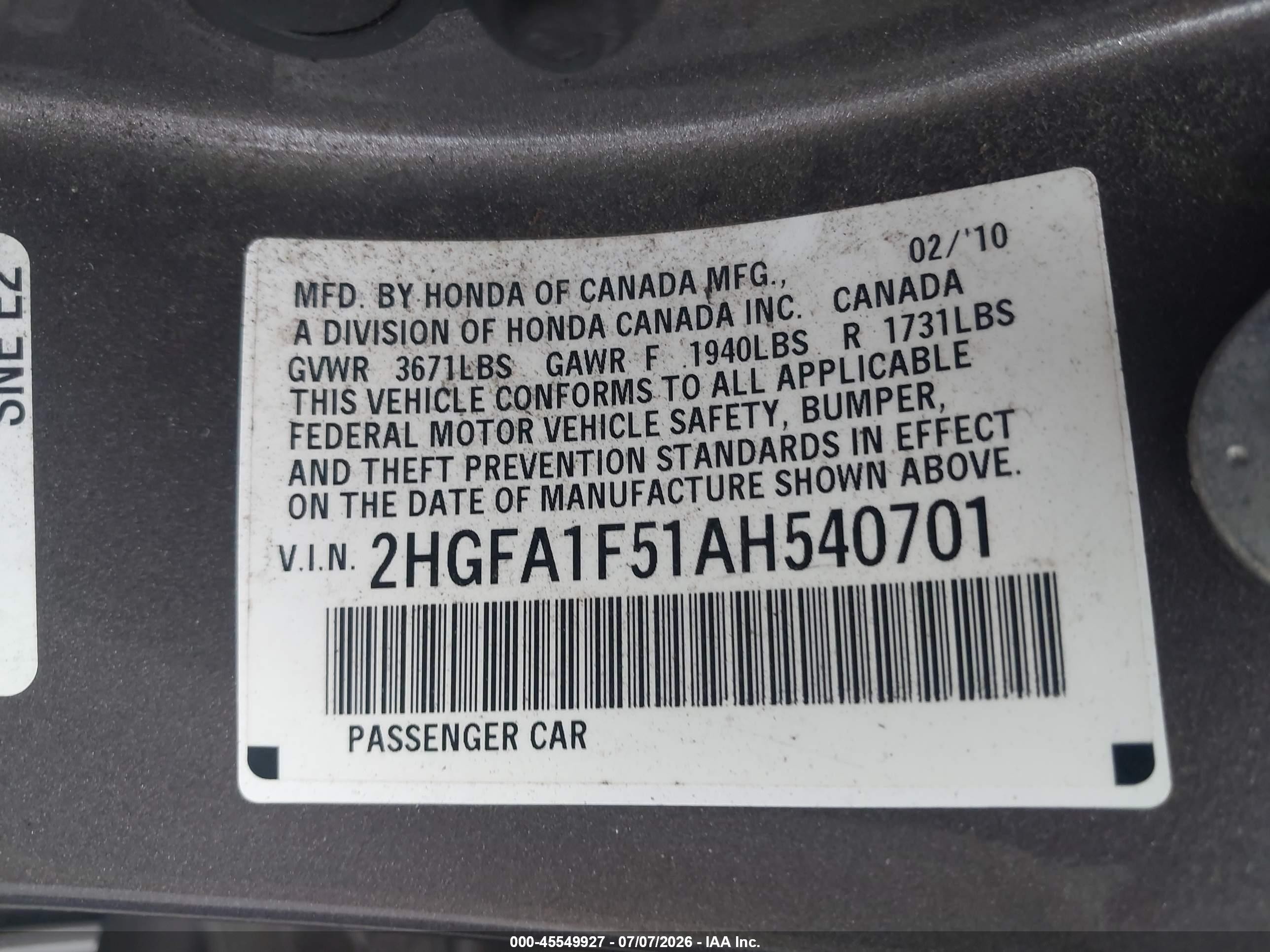 2010 Honda Civic Lx Brown vin: 2HGFA1F51AH540701