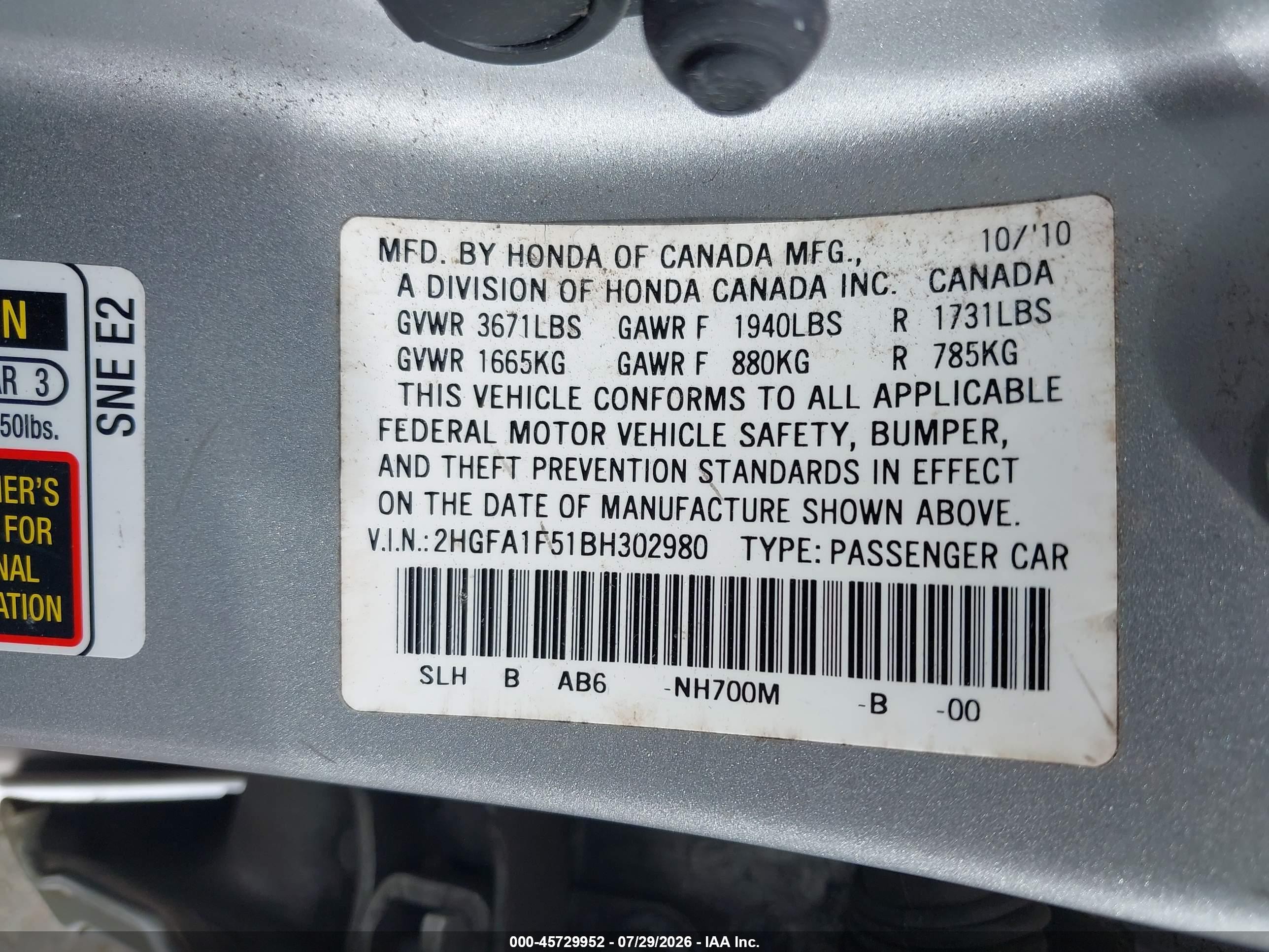 2011 Honda Civic Lx Silver vin: 2HGFA1F51BH302980