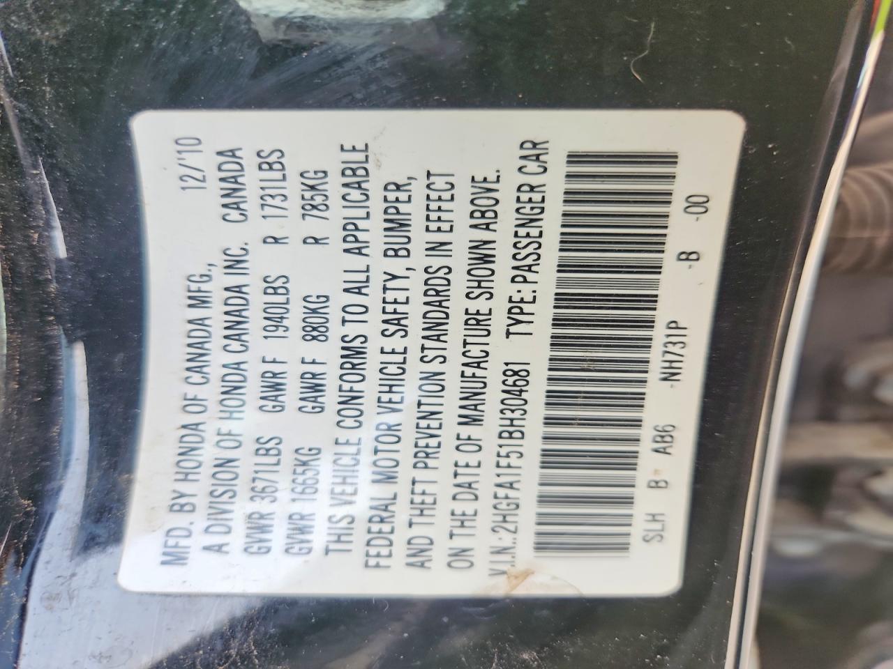 2011 Honda Civic Lx Black vin: 2HGFA1F51BH304681