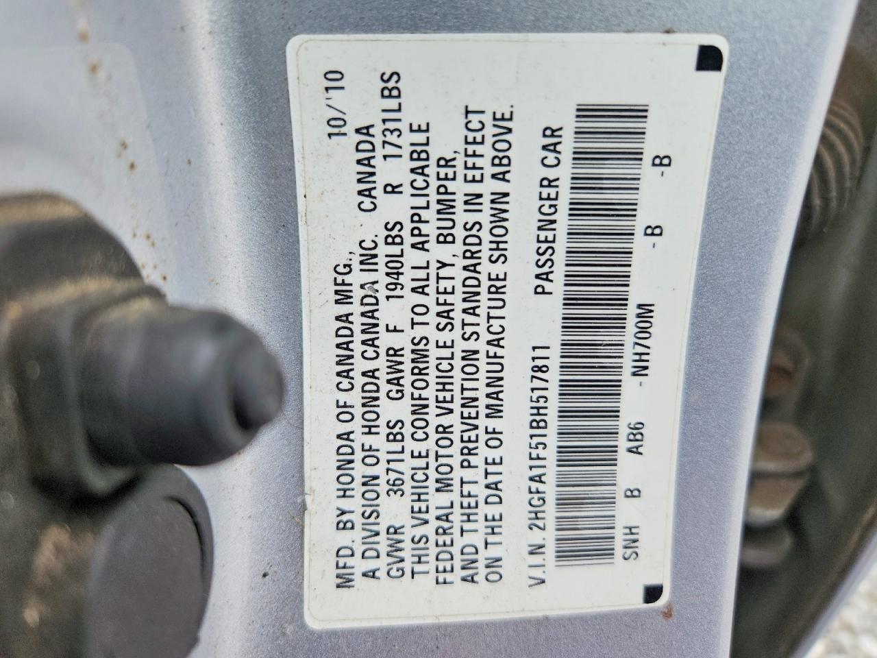 2011 Honda Civic Lx Silver vin: 2HGFA1F51BH517811