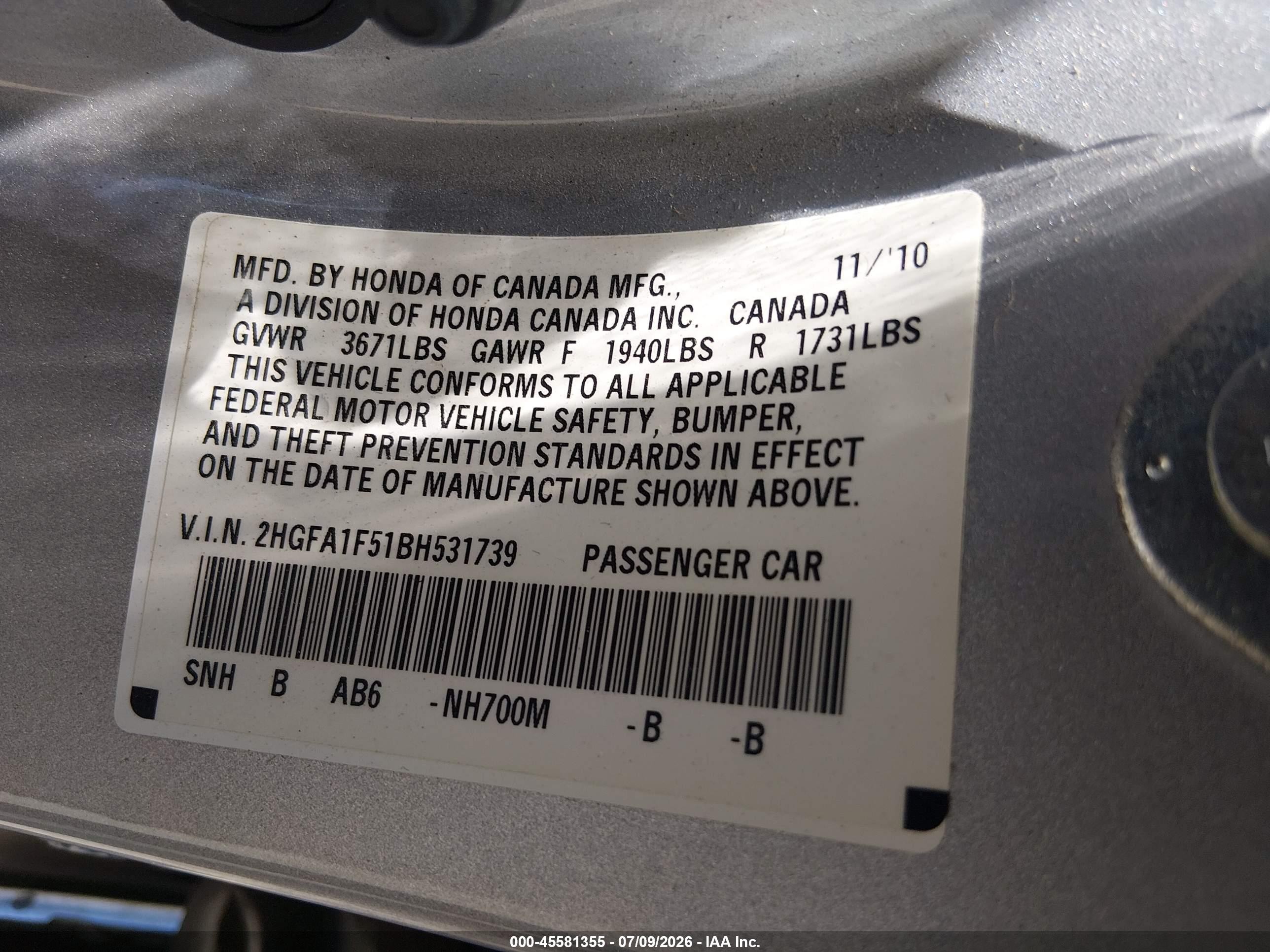 2011 Honda Civic Lx Silver vin: 2HGFA1F51BH531739