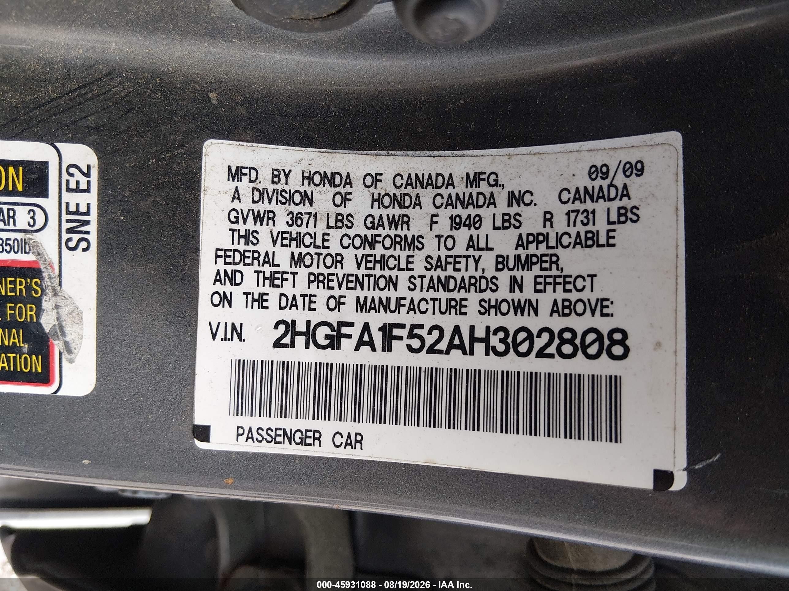 2010 Honda Civic Lx Gray vin: 2HGFA1F52AH302808