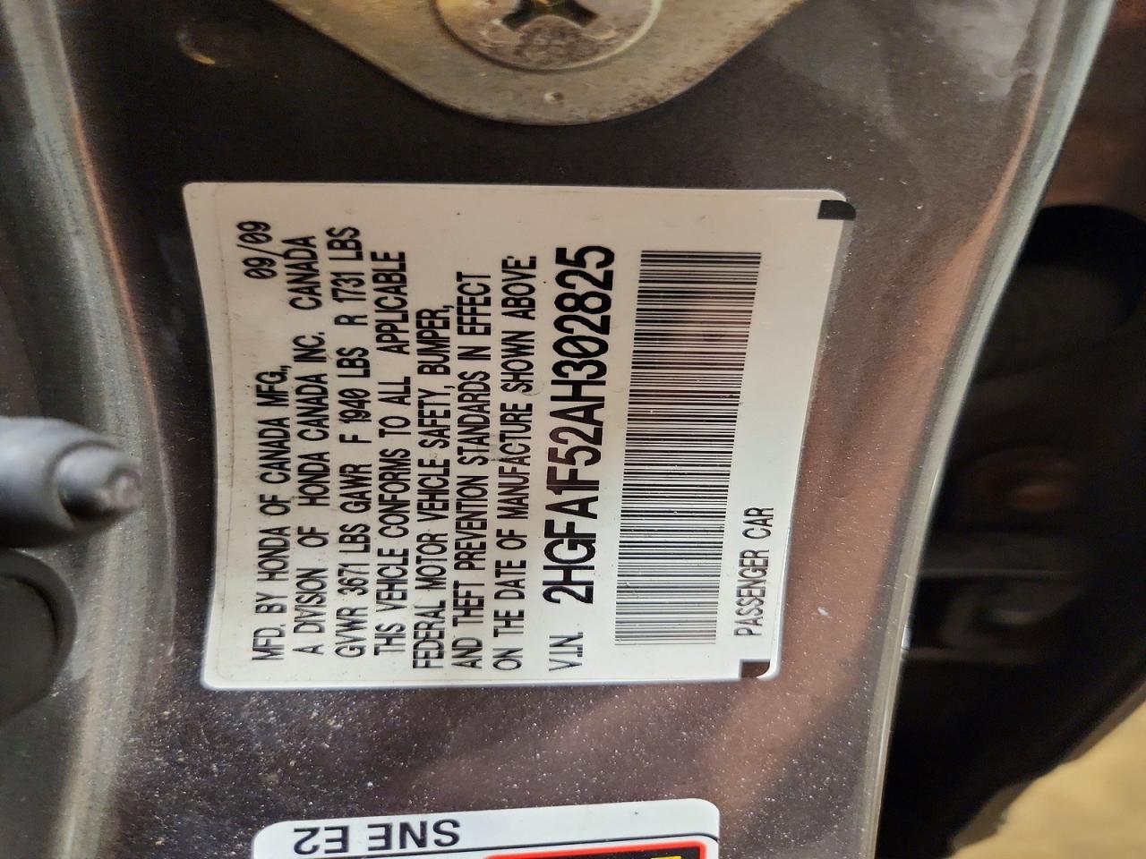 2010 Honda Civic Lx Gray vin: 2HGFA1F52AH302825