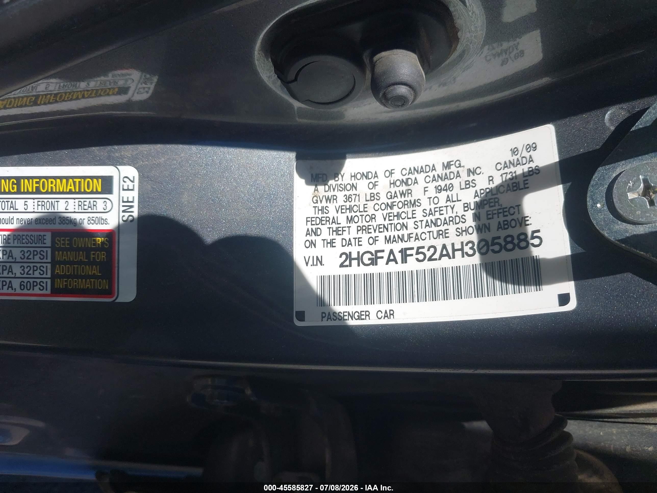 2010 Honda Civic Lx Gray vin: 2HGFA1F52AH305885