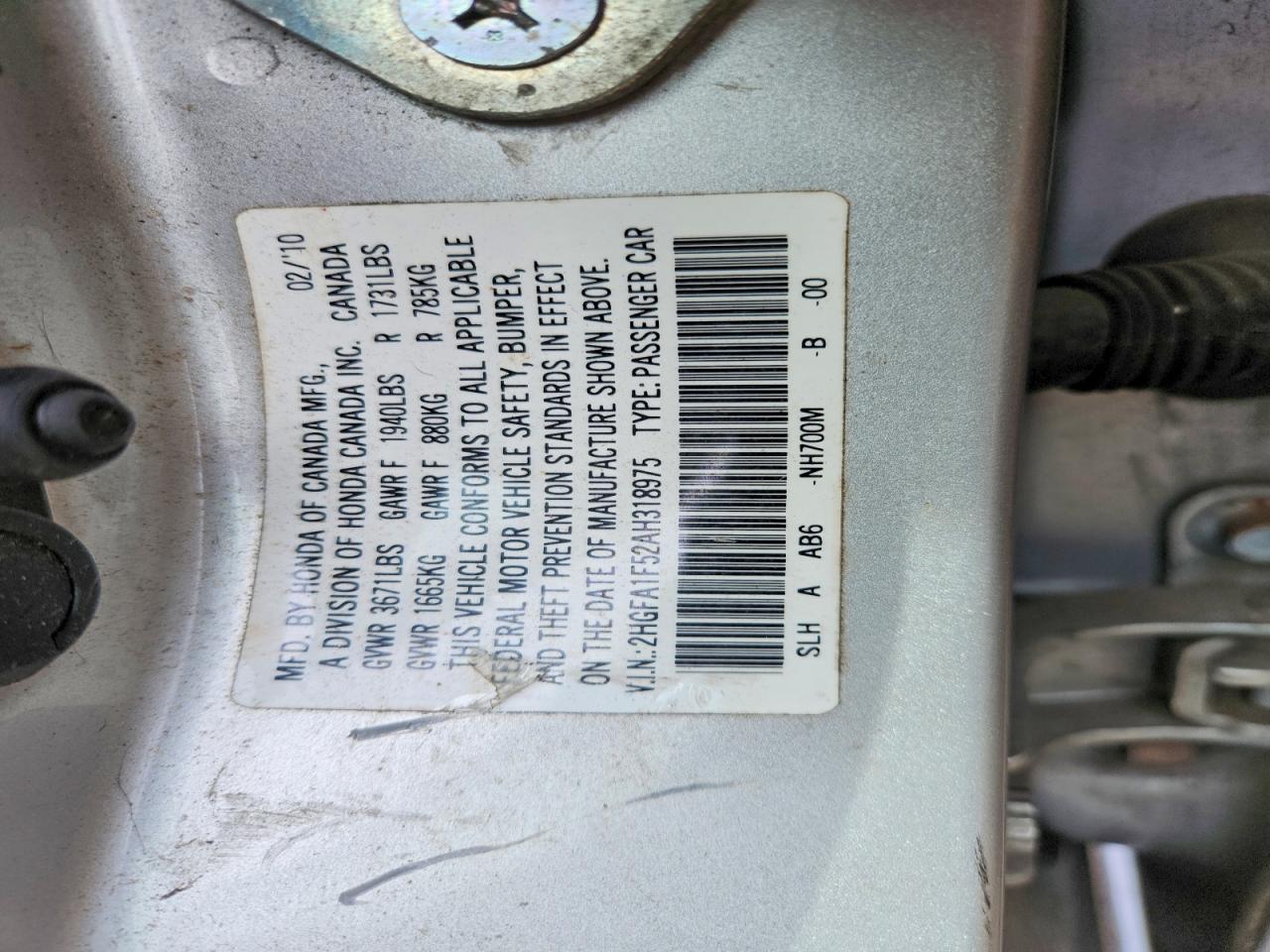 2010 Honda Civic Lx Silver vin: 2HGFA1F52AH318975