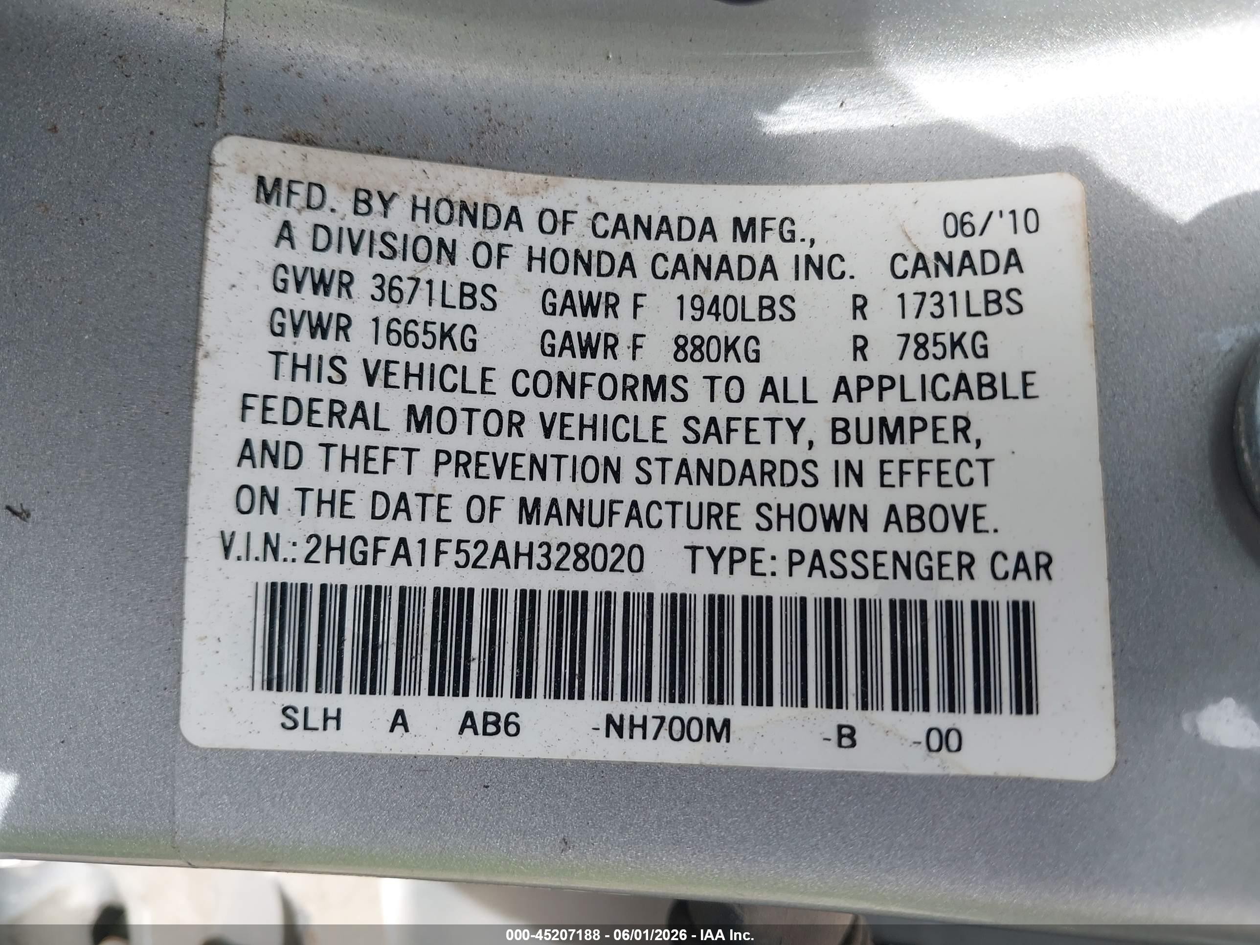2010 Honda Civic Lx Silver vin: 2HGFA1F52AH328020