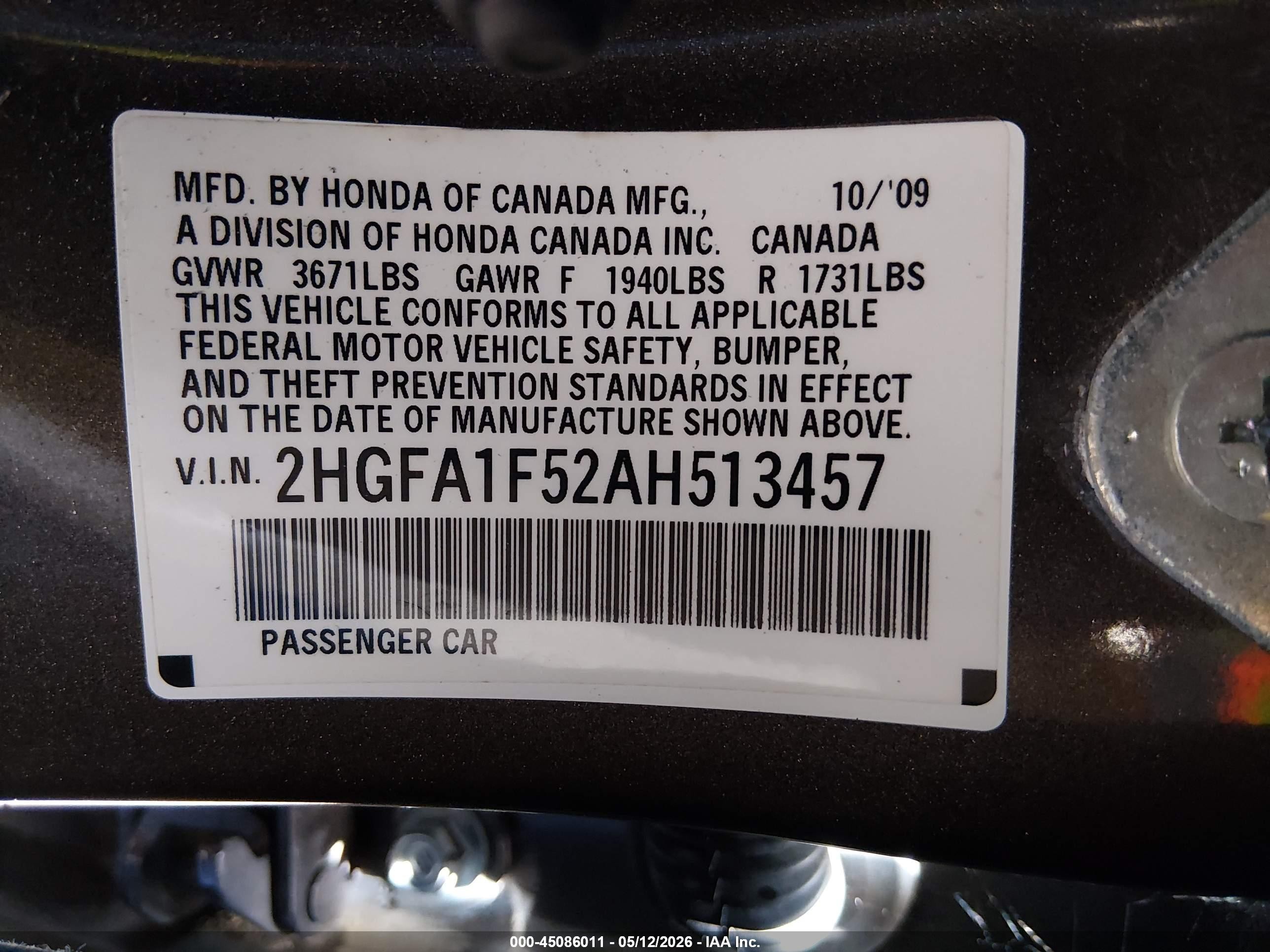 2010 Honda Civic Lx Brown vin: 2HGFA1F52AH513457