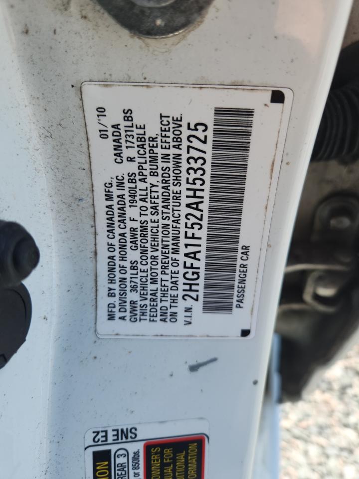 2010 Honda Civic Lx Белый vin: 2HGFA1F52AH533725