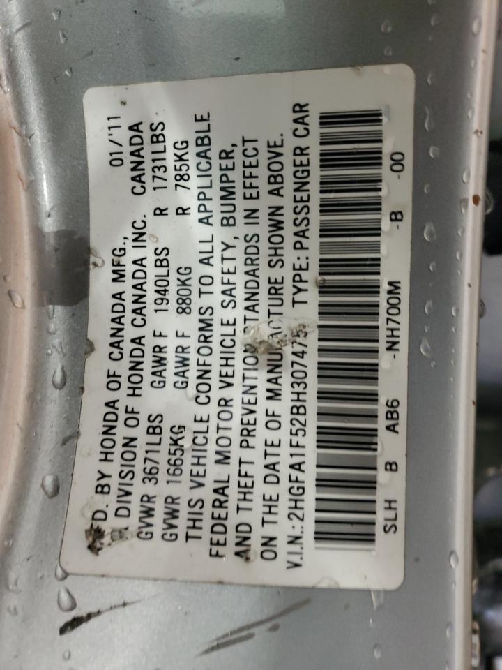 2011 Honda Civic Lx Silver vin: 2HGFA1F52BH307475