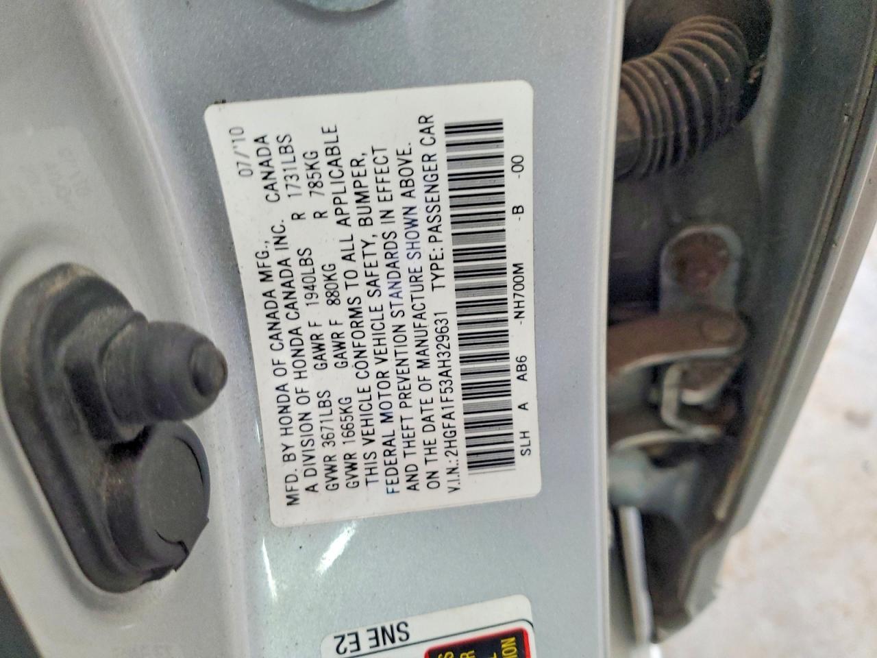 2010 Honda Civic Lx Silver vin: 2HGFA1F53AH329631