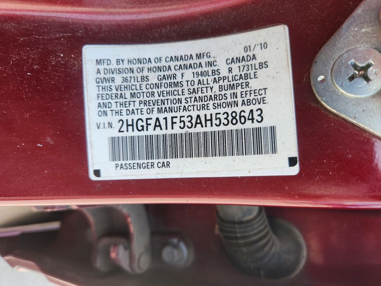 2010 Honda Civic Lx Красный vin: 2HGFA1F53AH538643