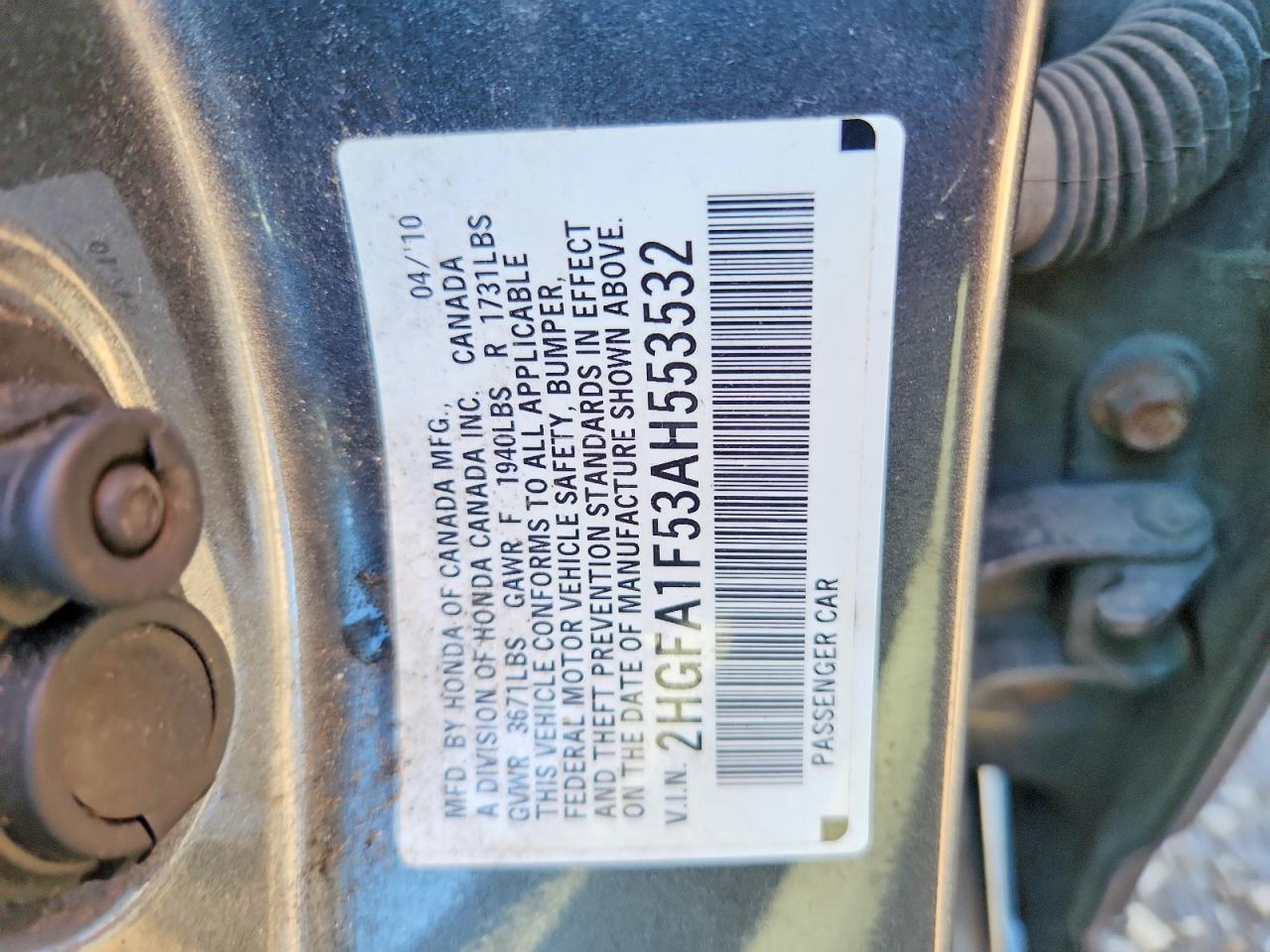 2010 Honda Civic Lx Gray vin: 2HGFA1F53AH553532
