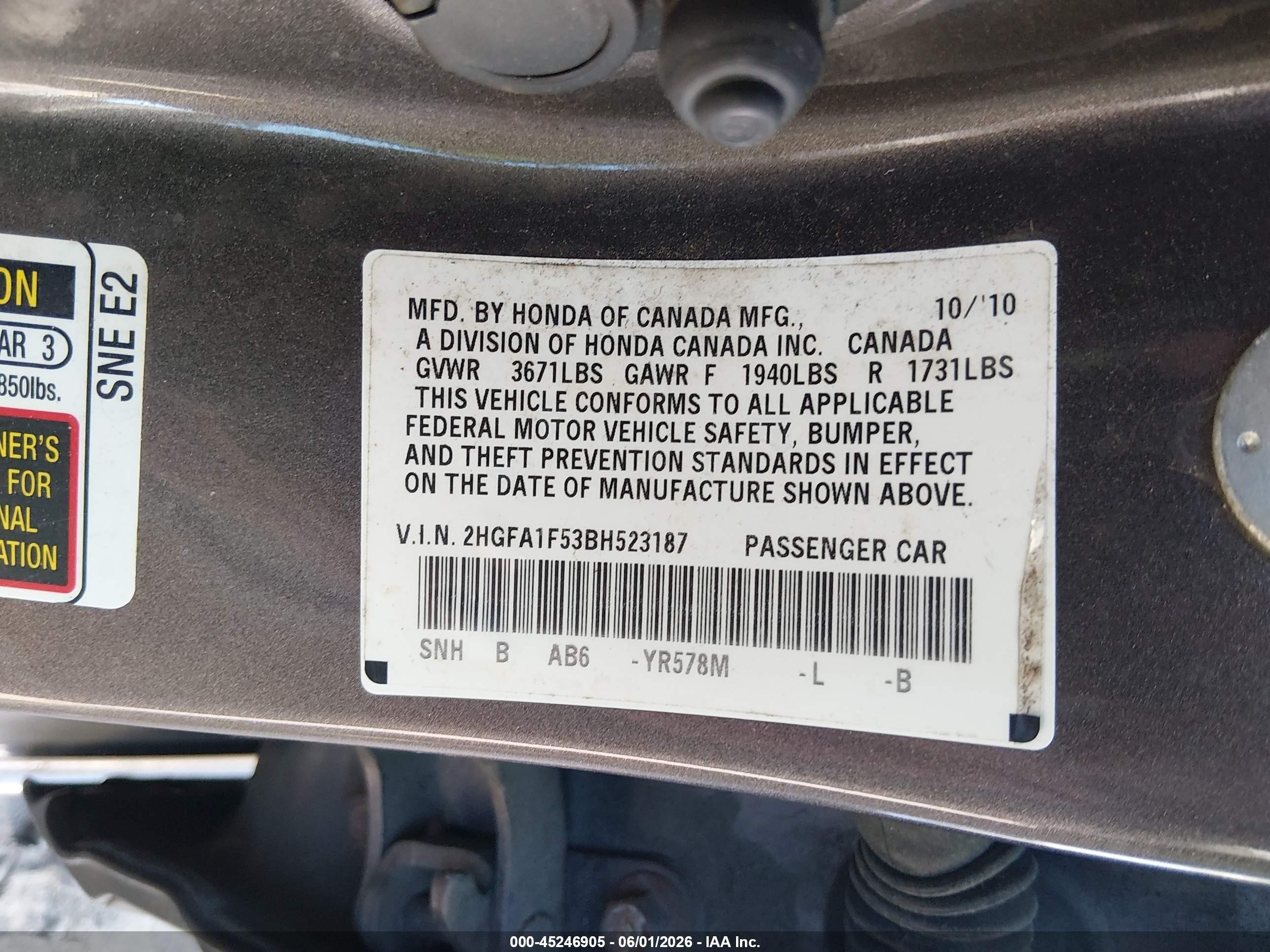 2011 Honda Civic Lx Gray vin: 2HGFA1F53BH523187