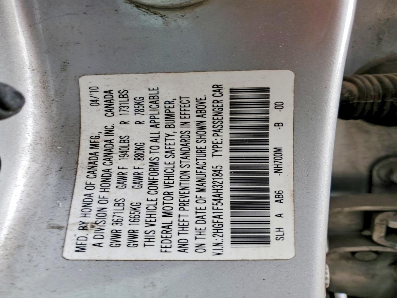 2010 Honda Civic Lx Silver vin: 2HGFA1F54AH321845