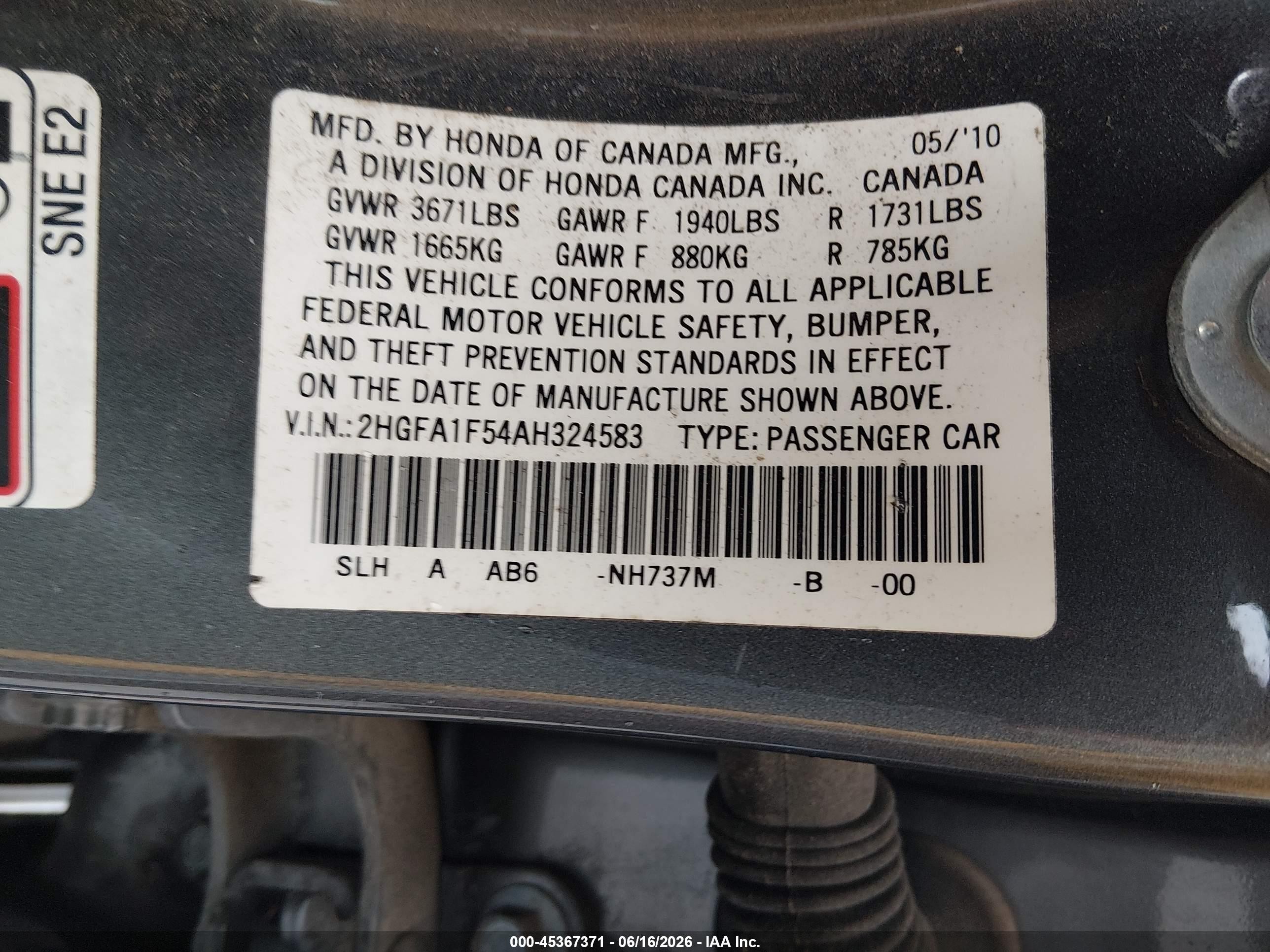 2010 Honda Civic Lx Gray vin: 2HGFA1F54AH324583