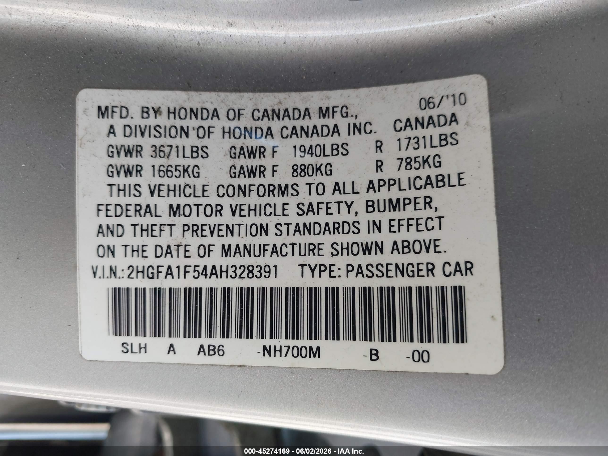 2010 Honda Civic Lx Silver vin: 2HGFA1F54AH328391