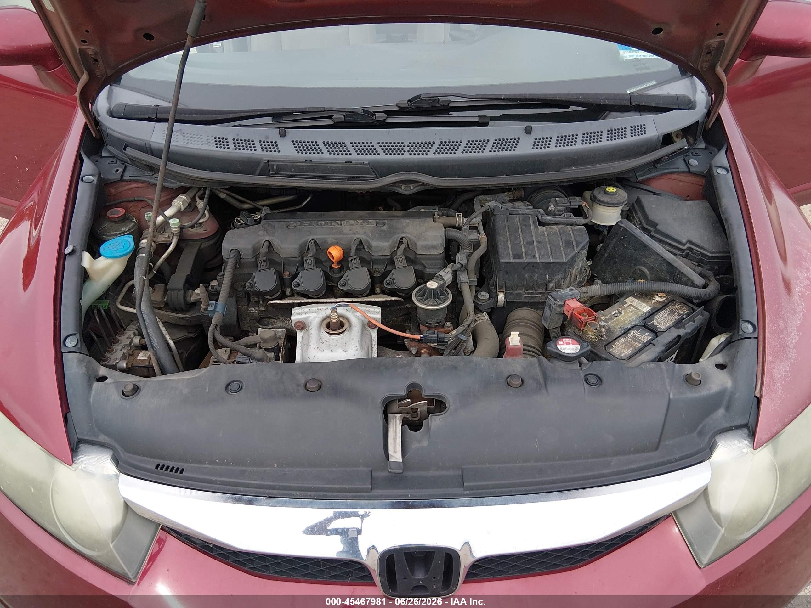 2010 Honda Civic Lx Burgundy vin: 2HGFA1F54AH518014
