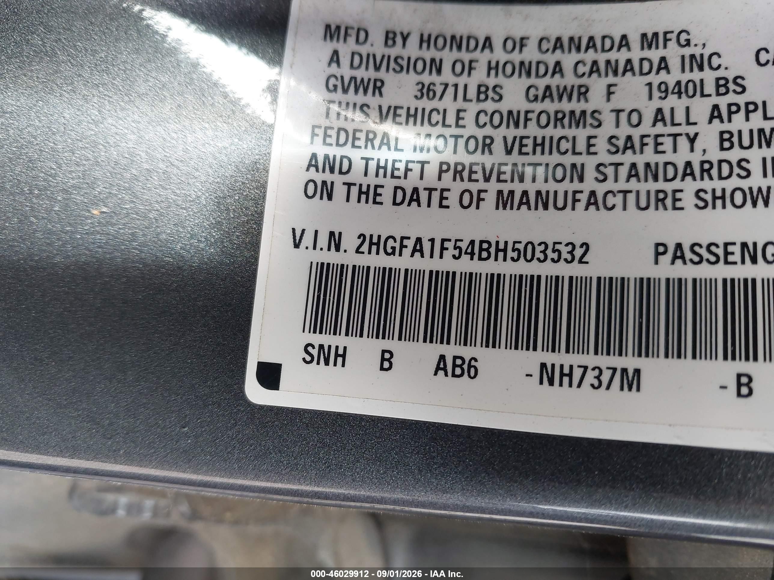 2011 Honda Civic Lx Gray vin: 2HGFA1F54BH503532