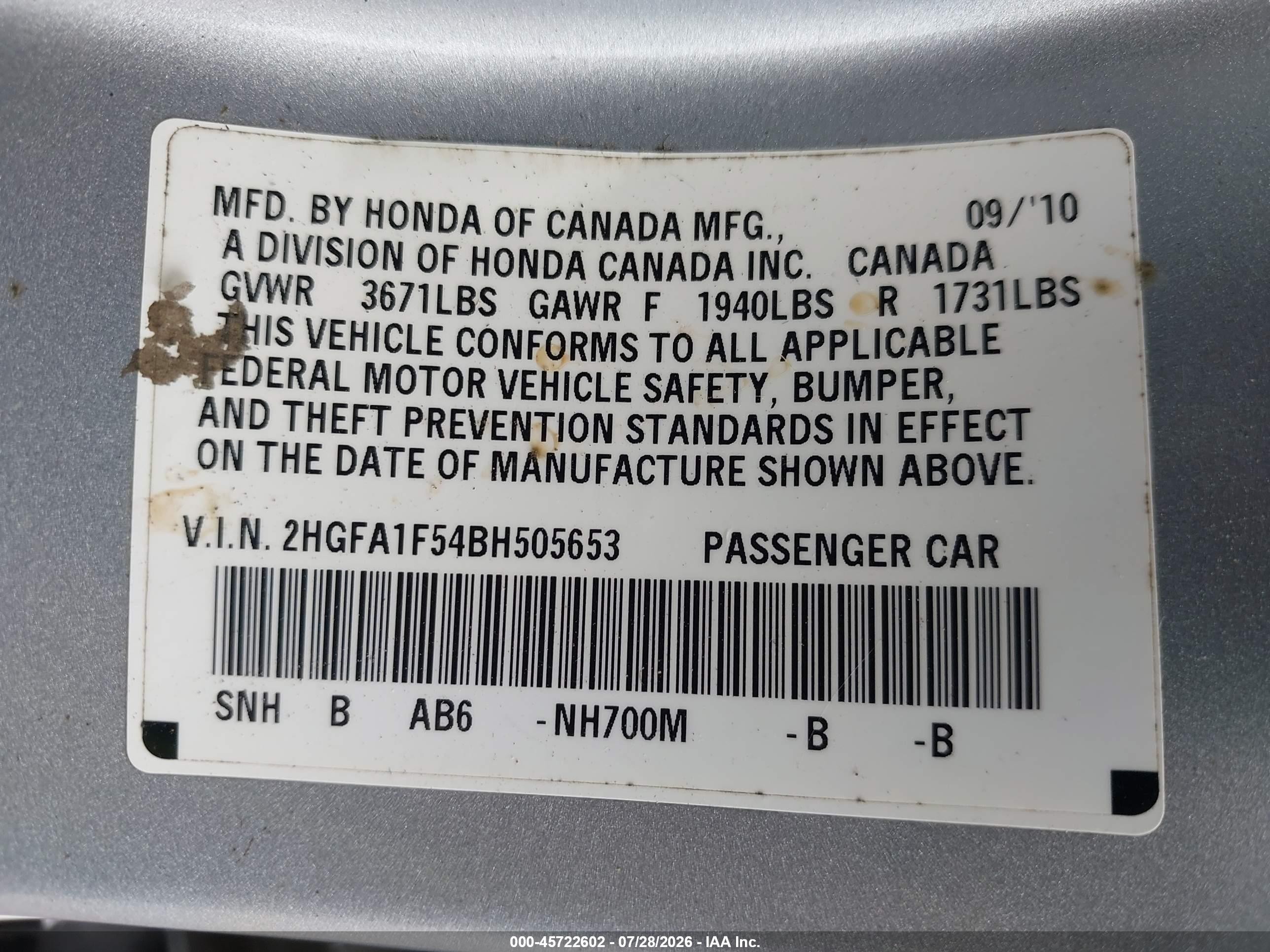 2011 Honda Civic Lx Silver vin: 2HGFA1F54BH505653