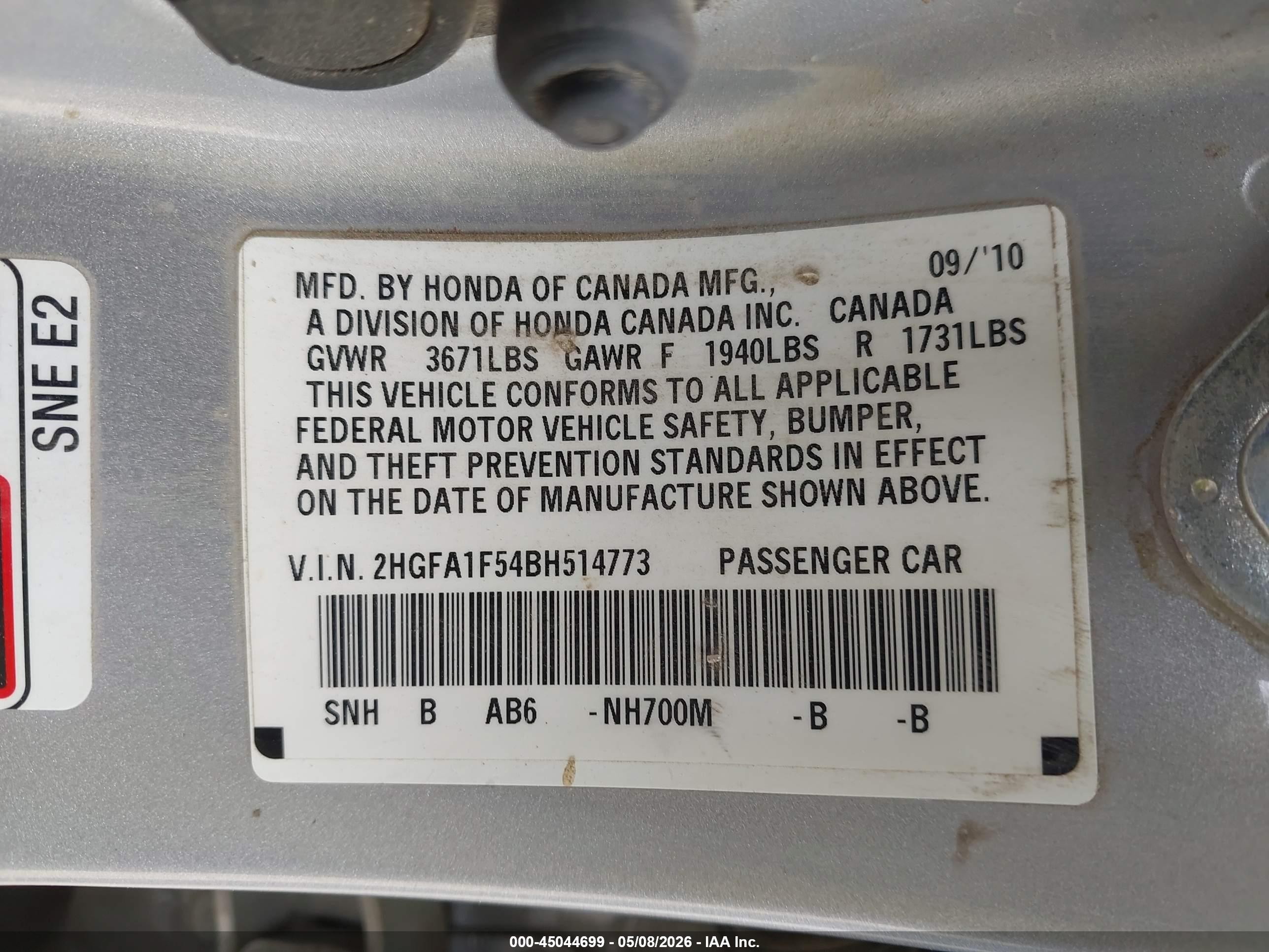 2011 Honda Civic Lx Серебряный vin: 2HGFA1F54BH514773