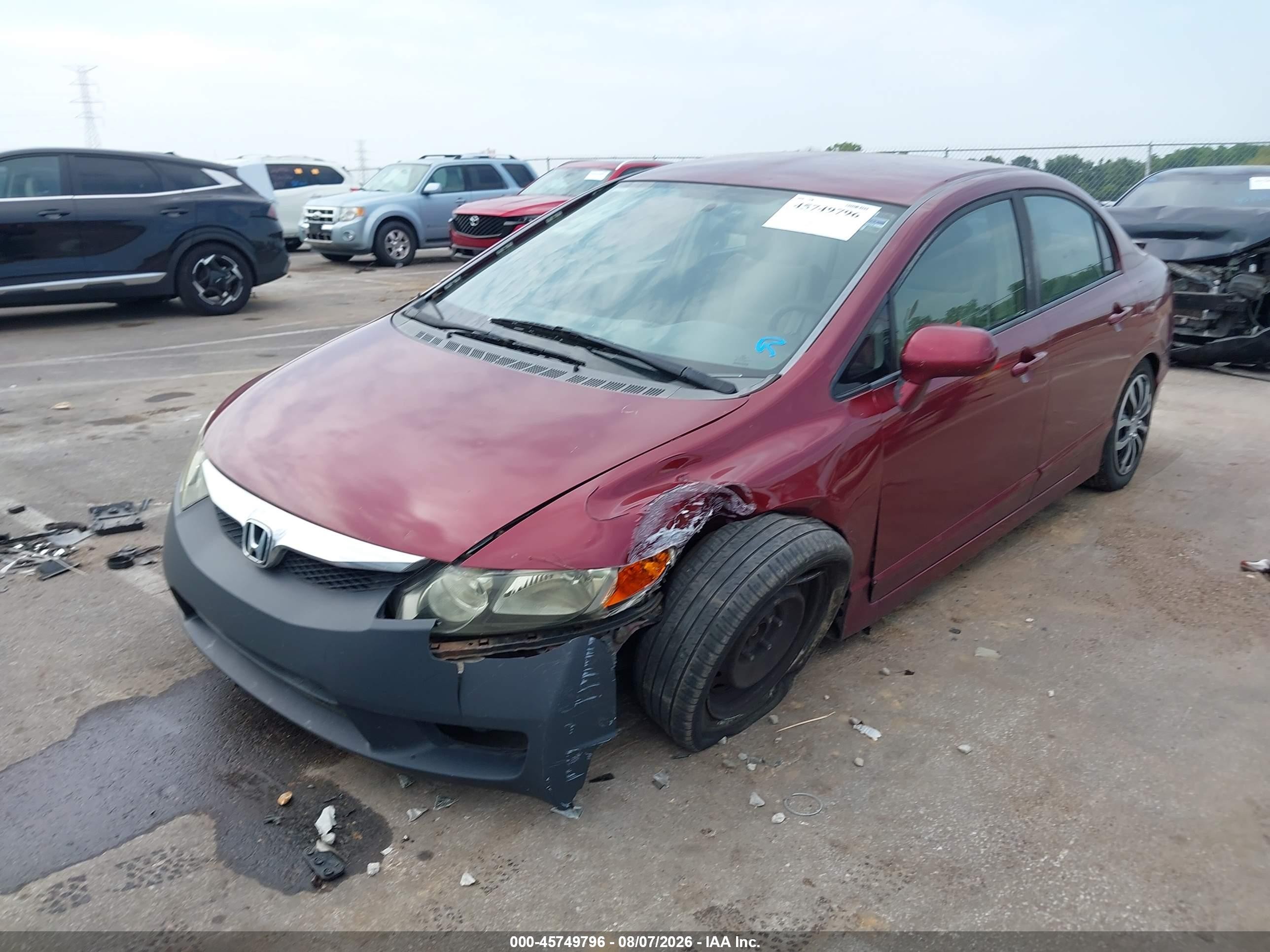 2010 Honda Civic Lx Burgundy vin: 2HGFA1F55AH534111