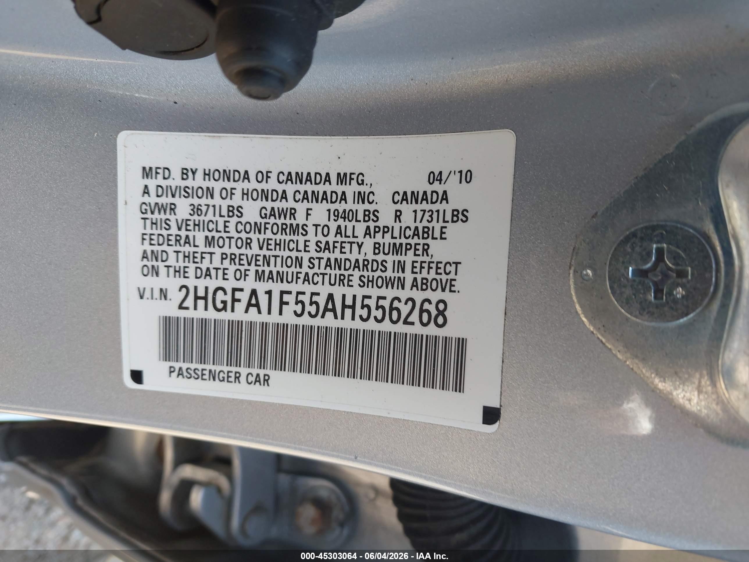 2010 Honda Civic Lx Silver vin: 2HGFA1F55AH556268
