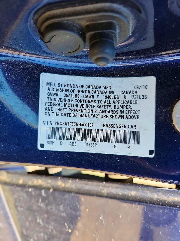 2011 Honda Civic Lx Blue vin: 2HGFA1F55BH500137