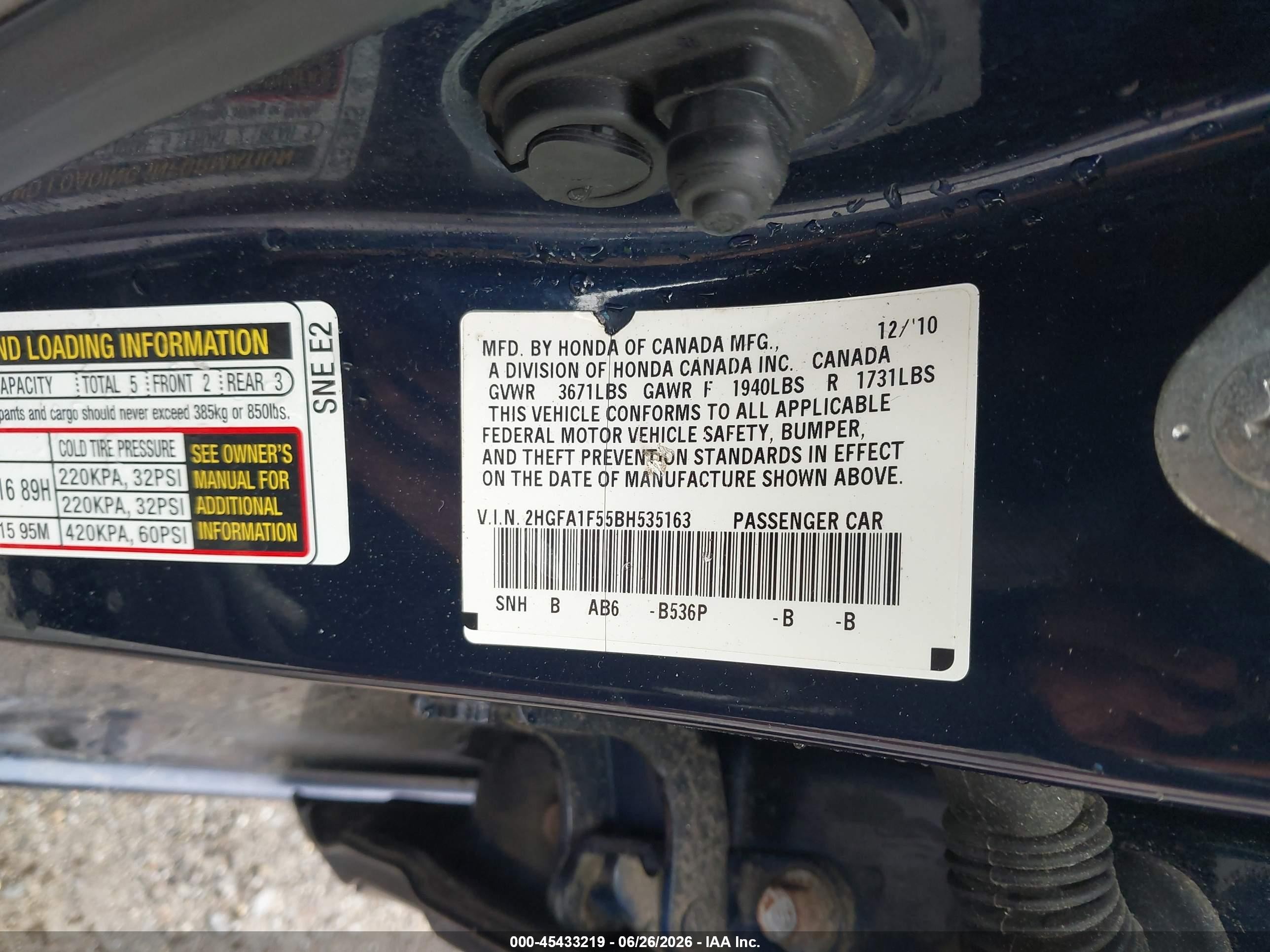 2011 Honda Civic Lx Blue vin: 2HGFA1F55BH535163