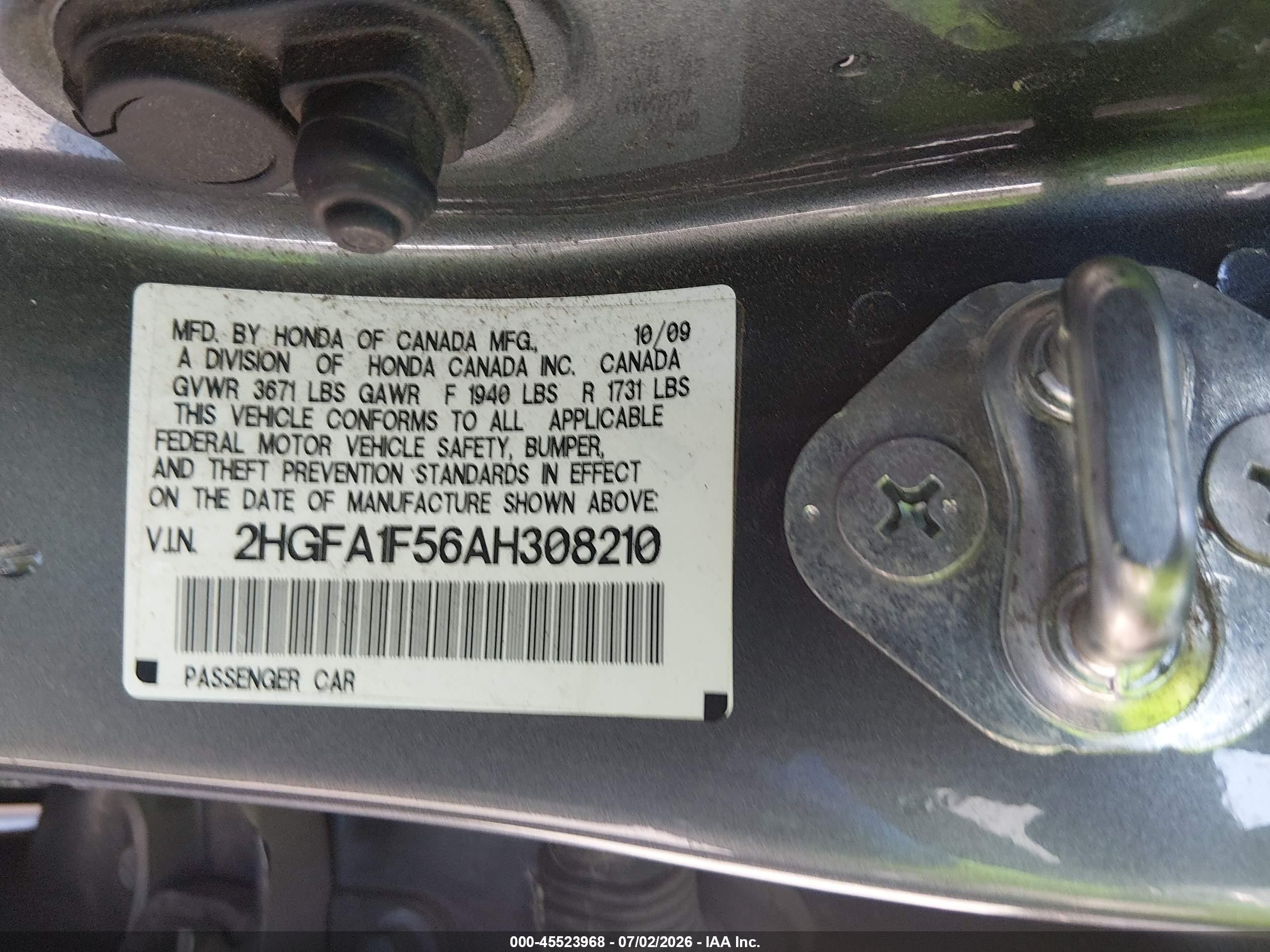 2010 Honda Civic Lx Silver vin: 2HGFA1F56AH308210
