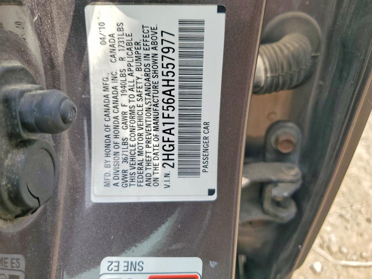 2010 Honda Civic Lx Gray vin: 2HGFA1F56AH557977