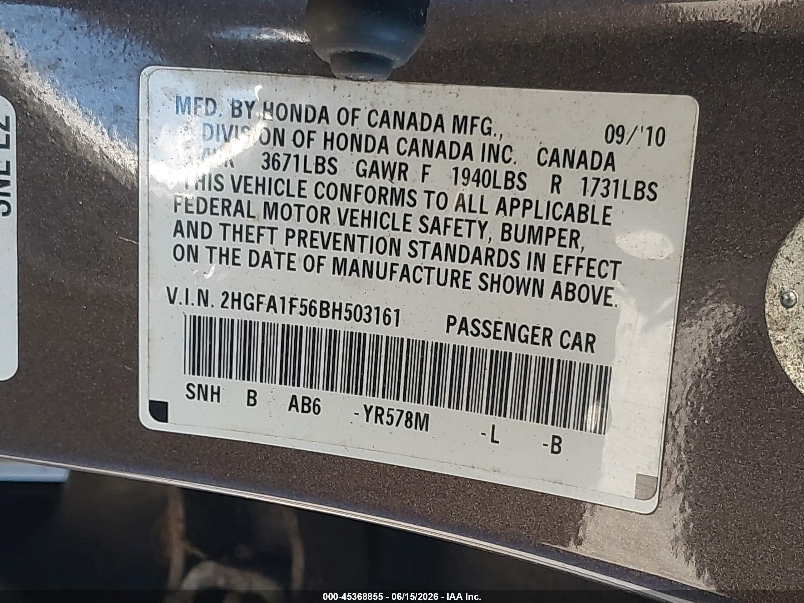 2011 Honda Civic Lx Brown vin: 2HGFA1F56BH503161