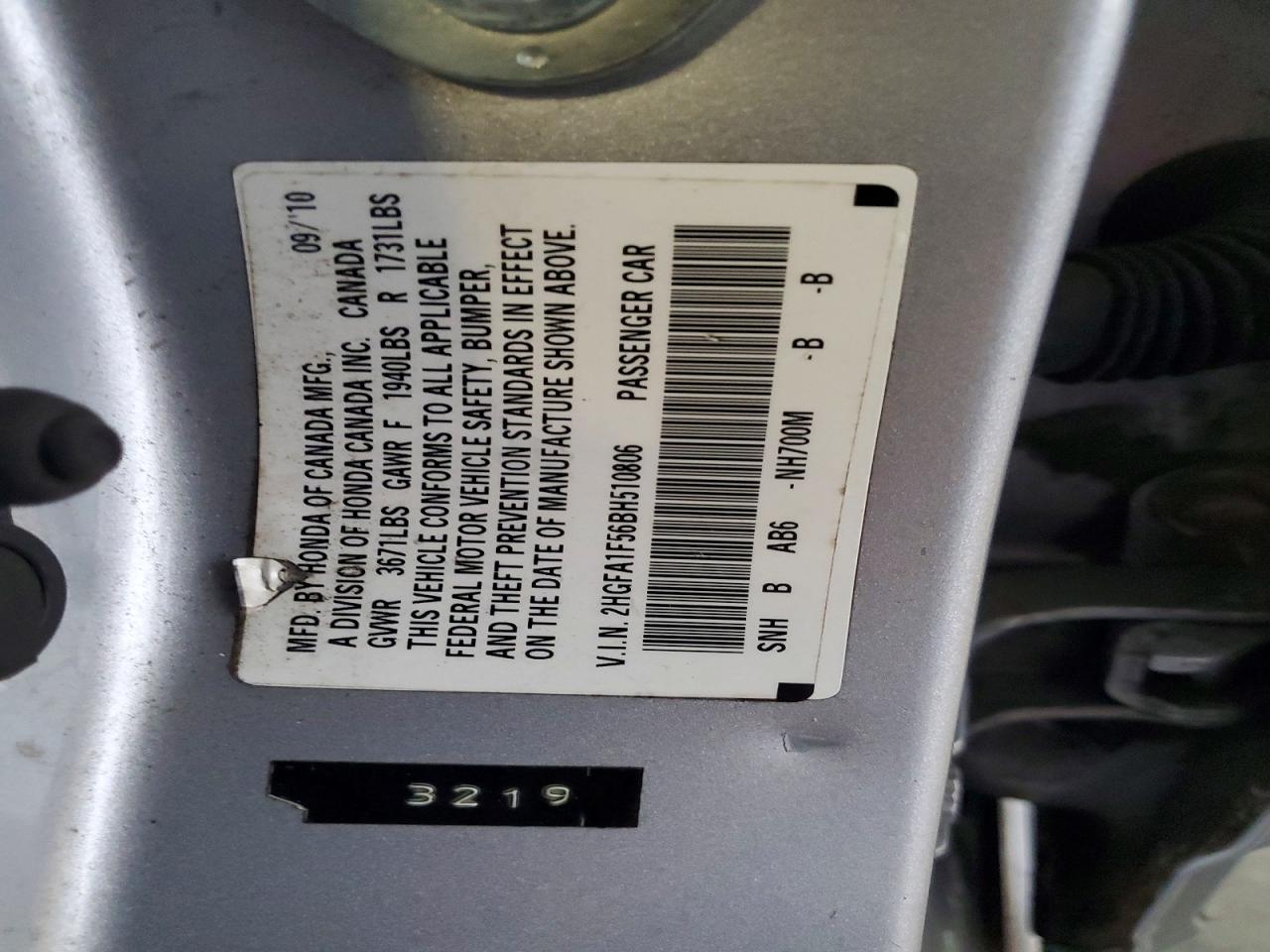 2011 Honda Civic Gray vin: 2HGFA1F56BH510806