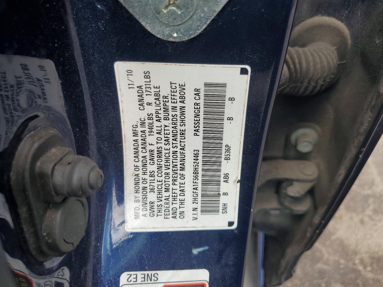 2011 Honda Civic Lx Blue vin: 2HGFA1F56BH524463
