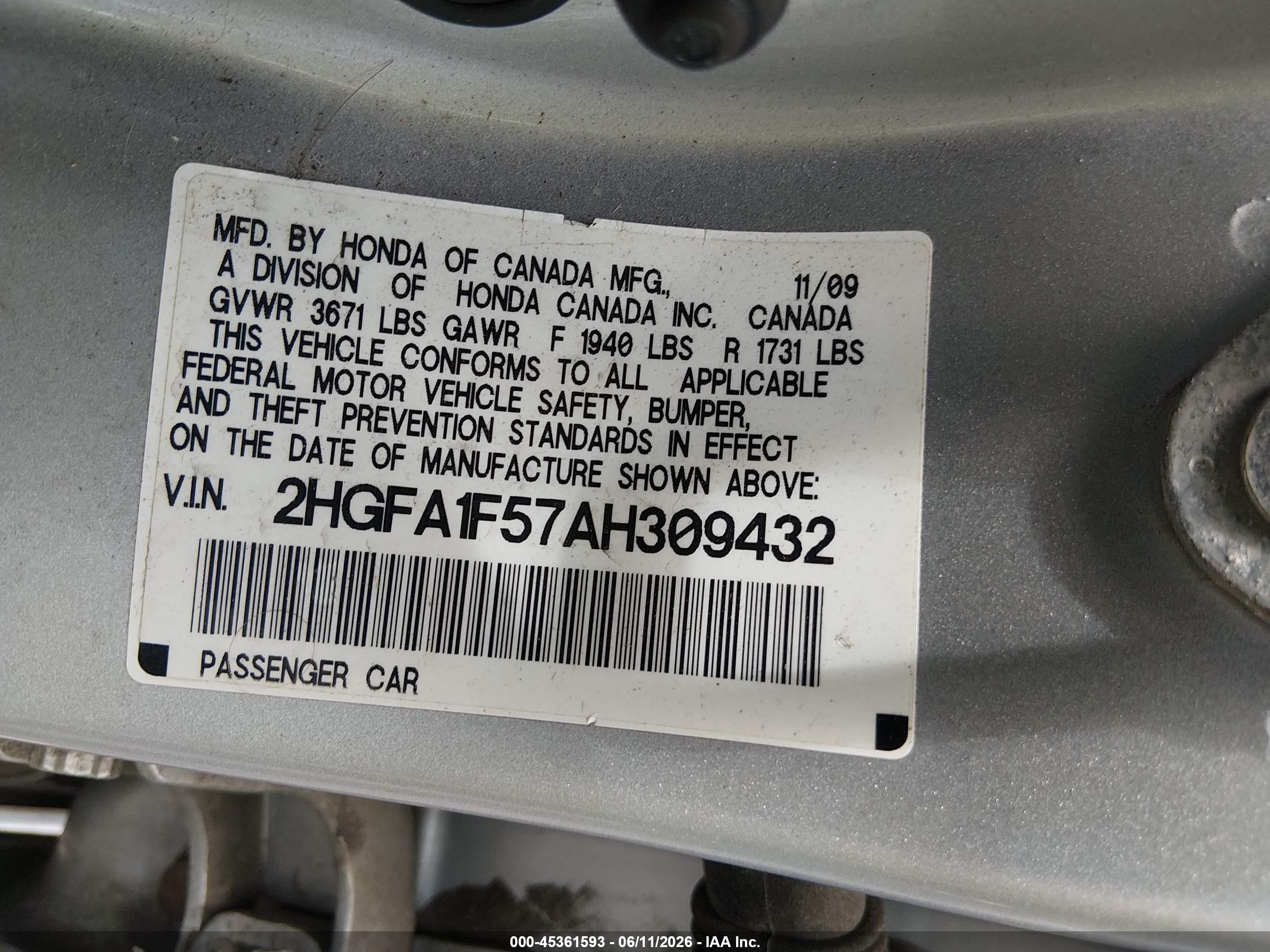 2010 Honda Civic Lx Silver vin: 2HGFA1F57AH309432