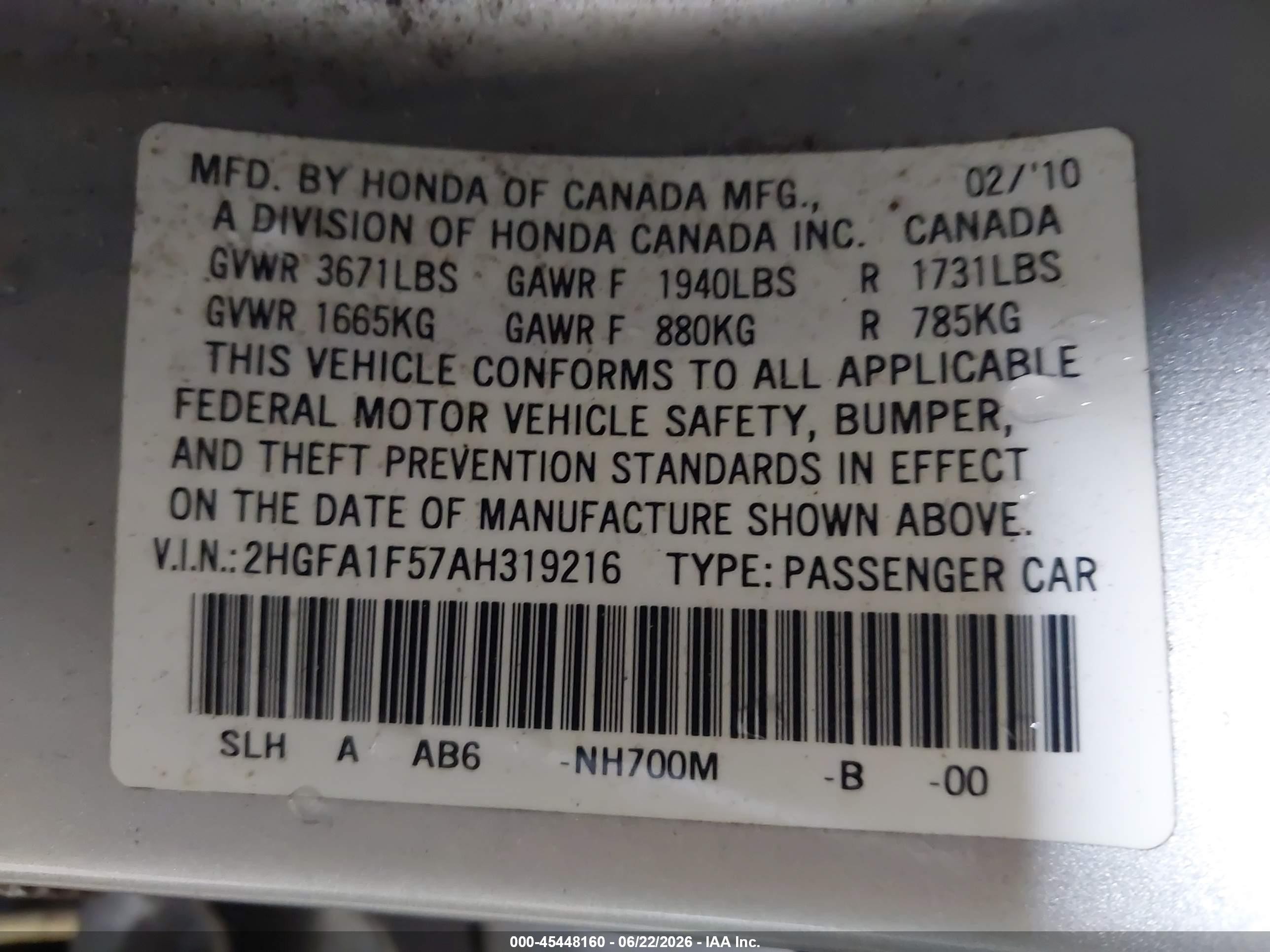 2010 Honda Civic Lx Silver vin: 2HGFA1F57AH319216