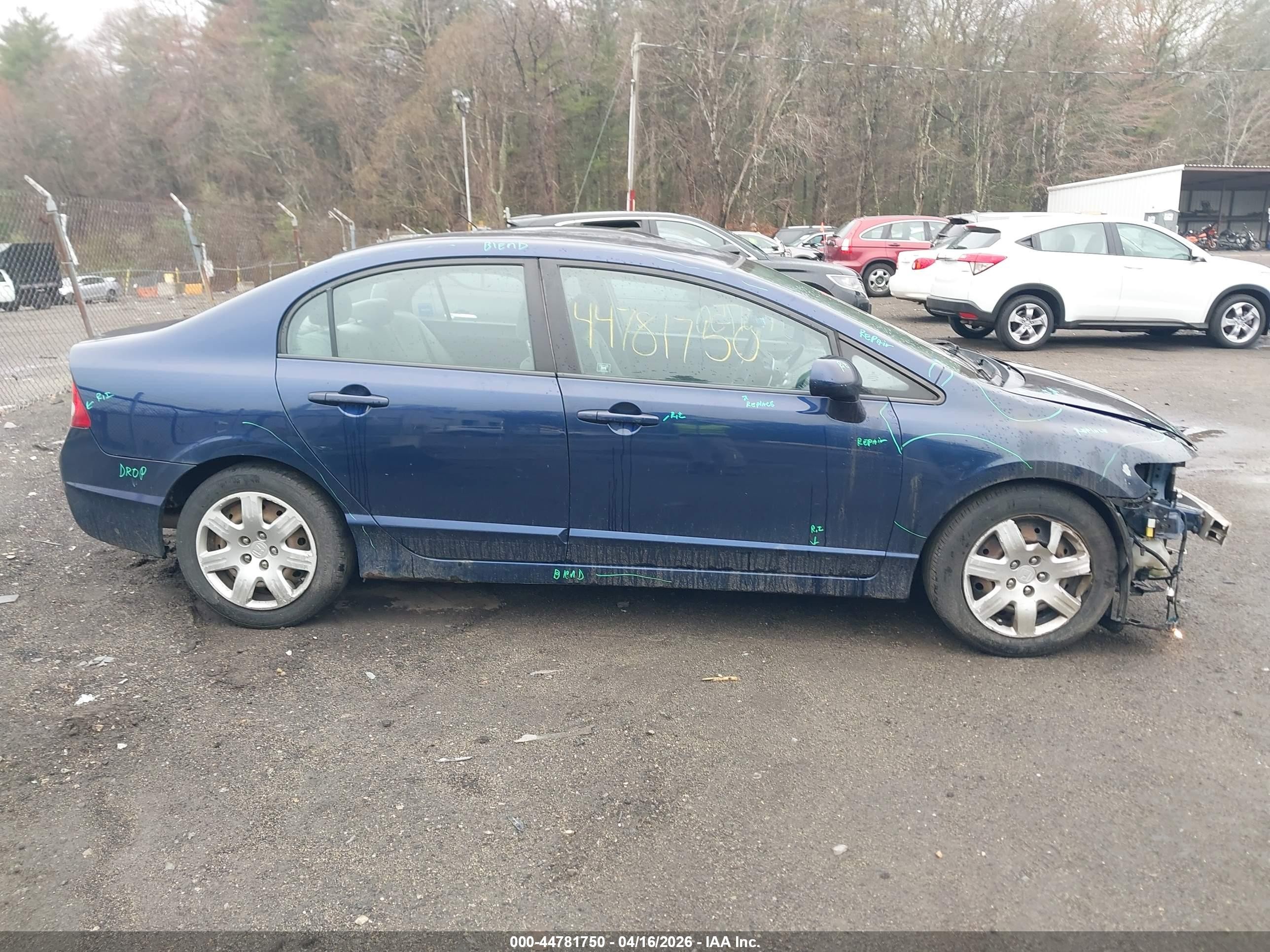 2010 Honda Civic Lx Blue vin: 2HGFA1F57AH578997