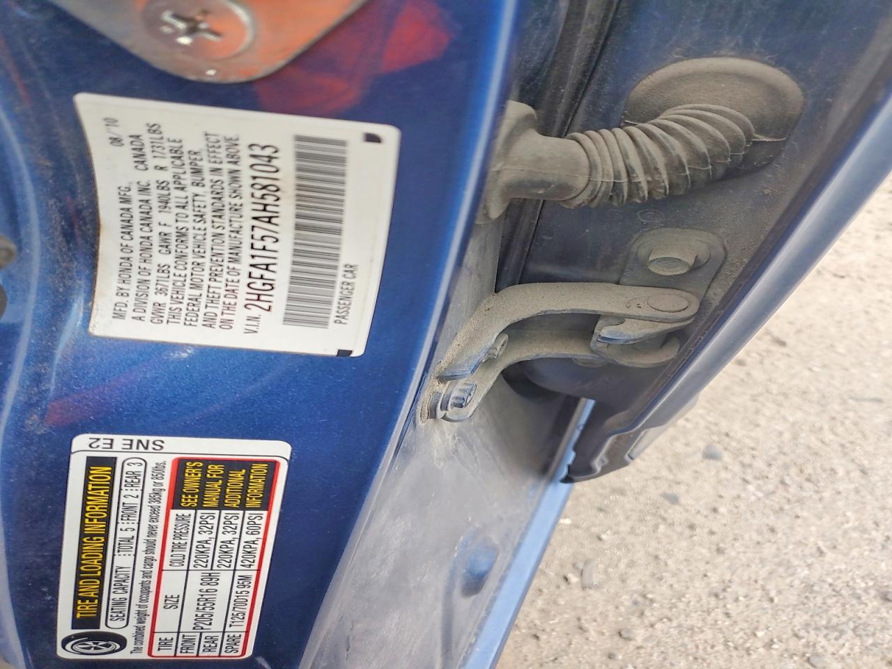 2010 Honda Civic Lx Blue vin: 2HGFA1F57AH581043
