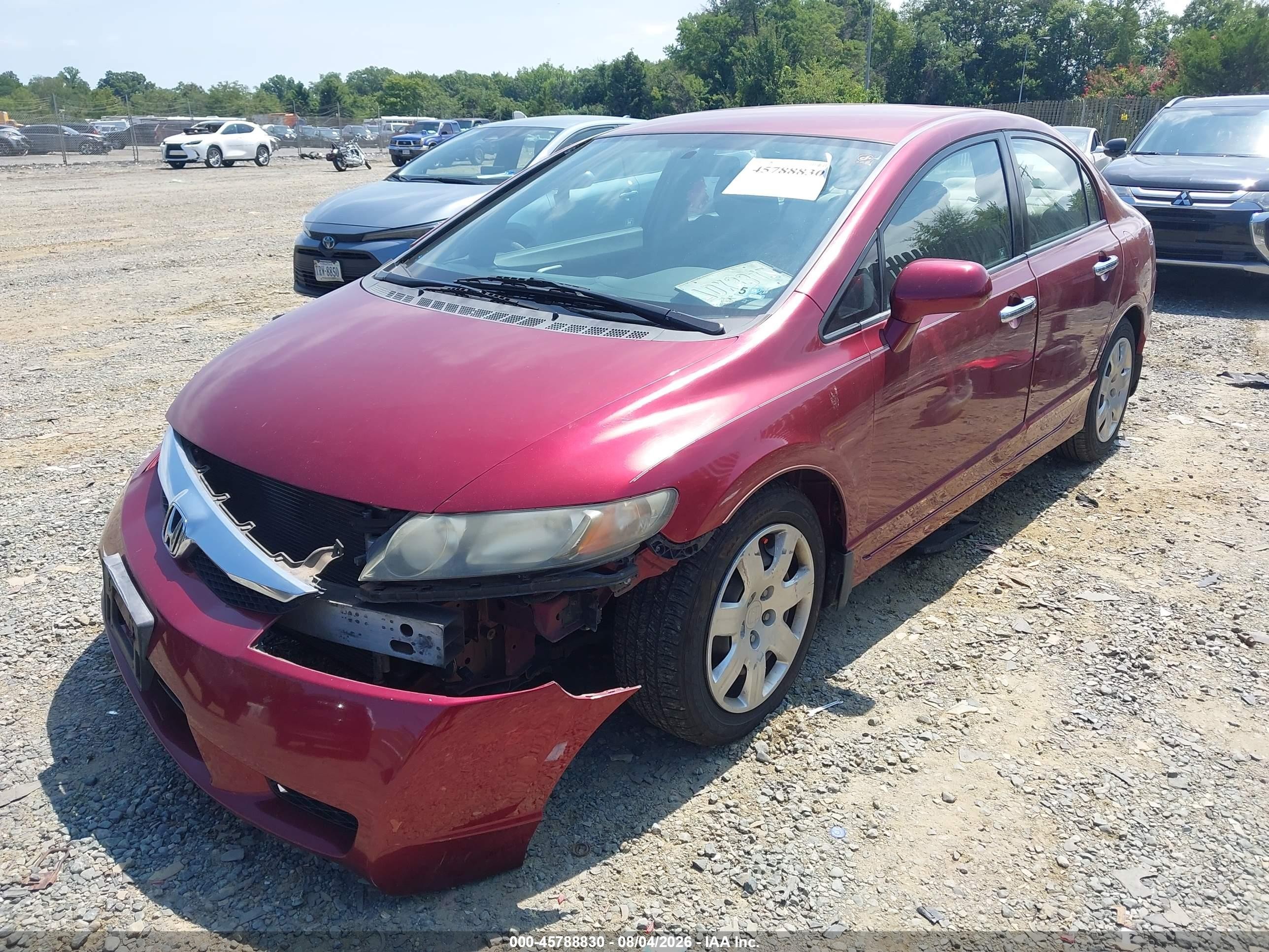 2010 Honda Civic Lx Burgundy vin: 2HGFA1F57AH587540