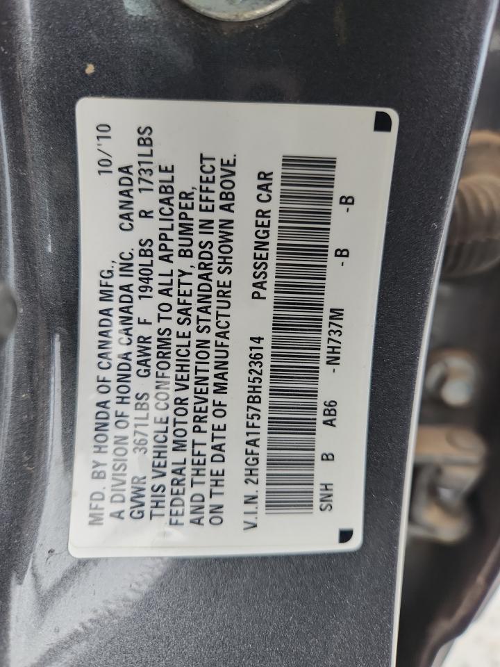 2011 Honda Civic Lx Gray vin: 2HGFA1F57BH523614