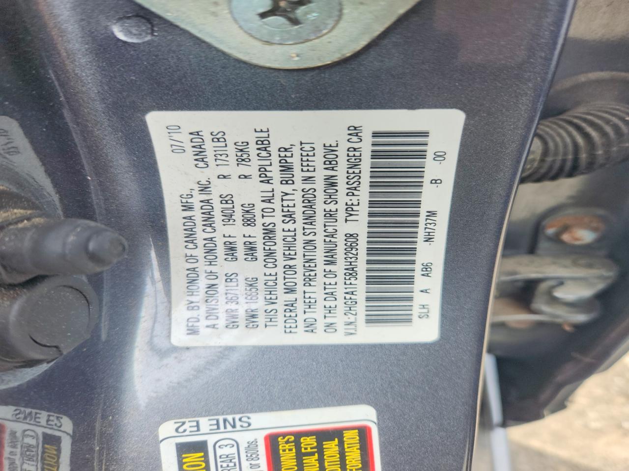 2010 Honda Civic Lx Gray vin: 2HGFA1F58AH329608