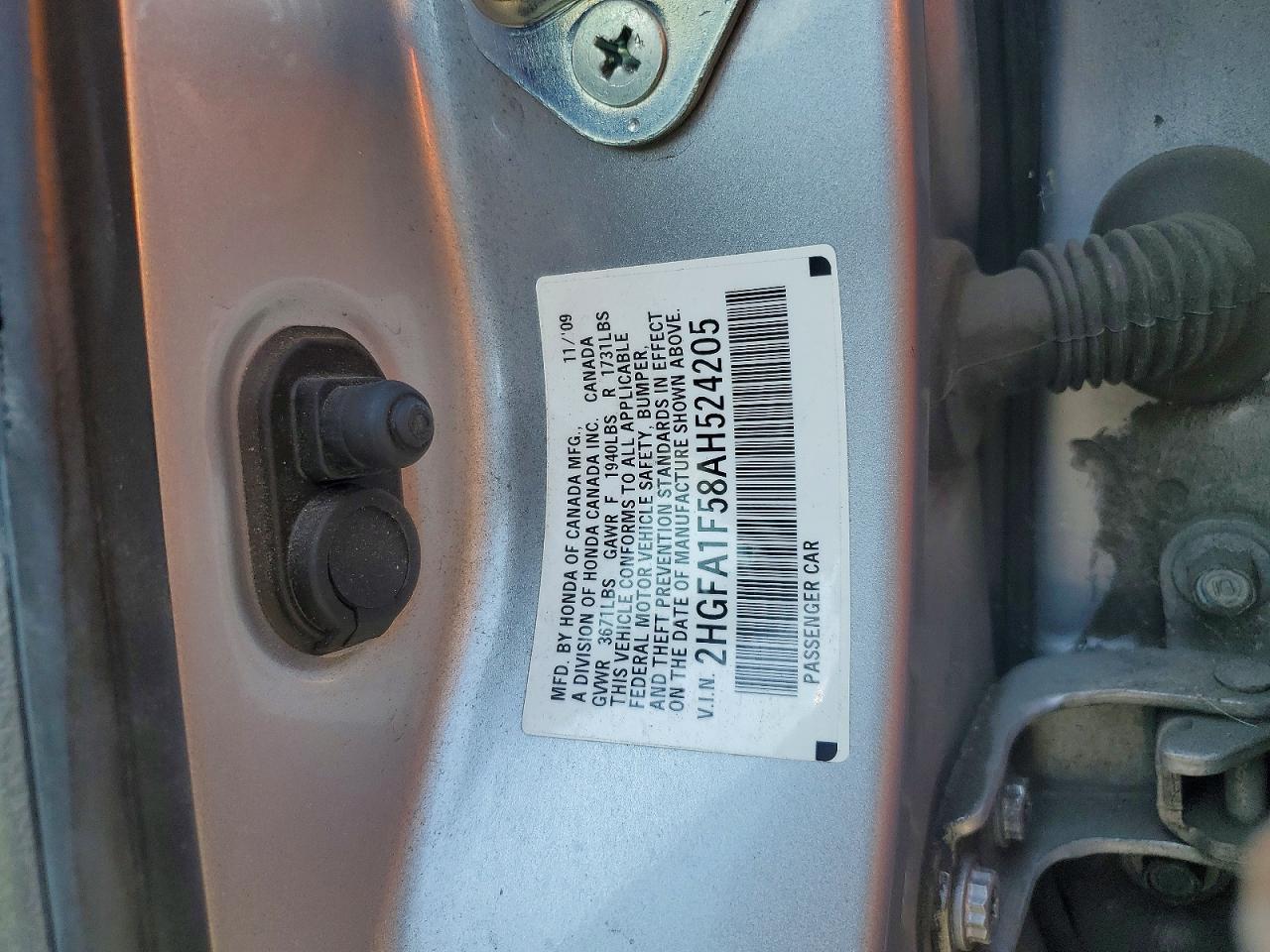 2010 Honda Civic Lx Серебряный vin: 2HGFA1F58AH524205