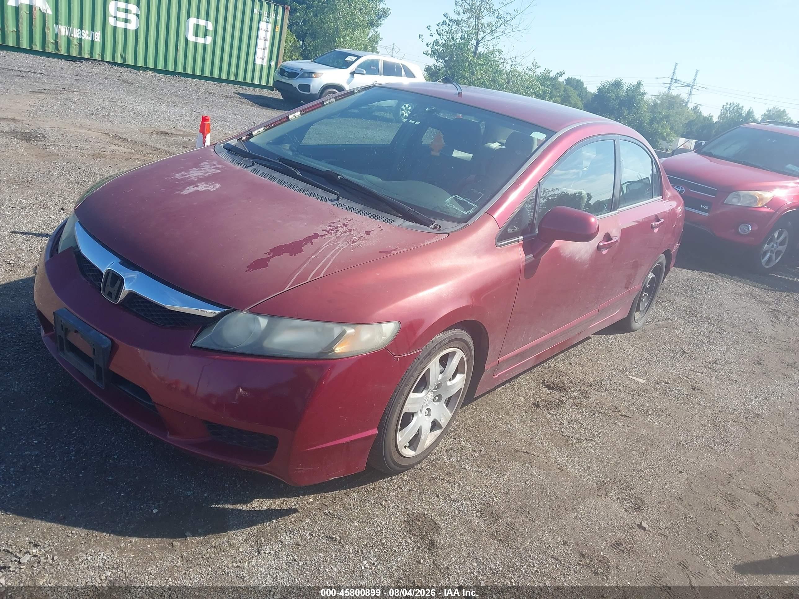 2011 Honda Civic Lx Red vin: 2HGFA1F58BH540289