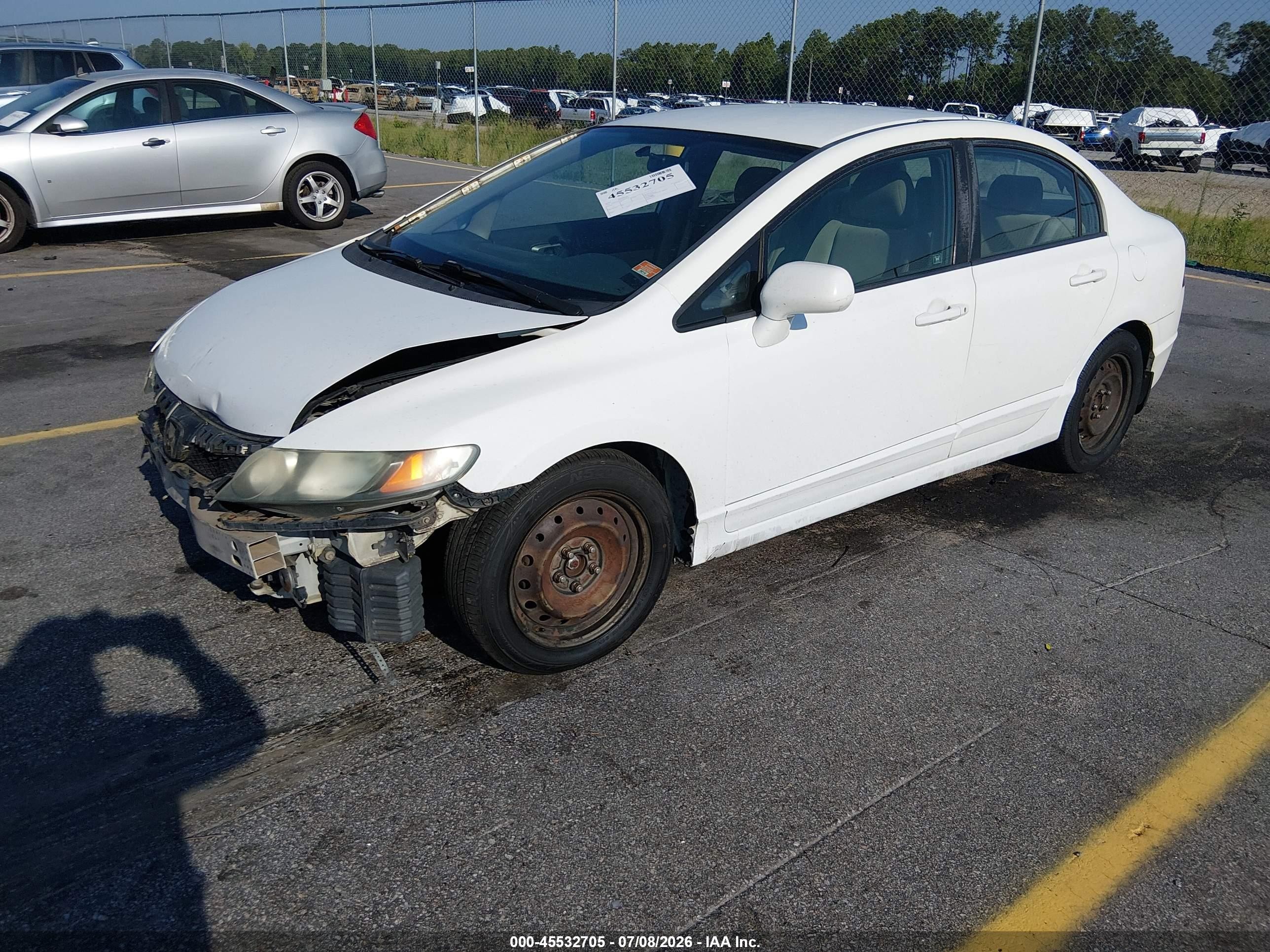 2010 Honda Civic Lx White vin: 2HGFA1F59AH547640